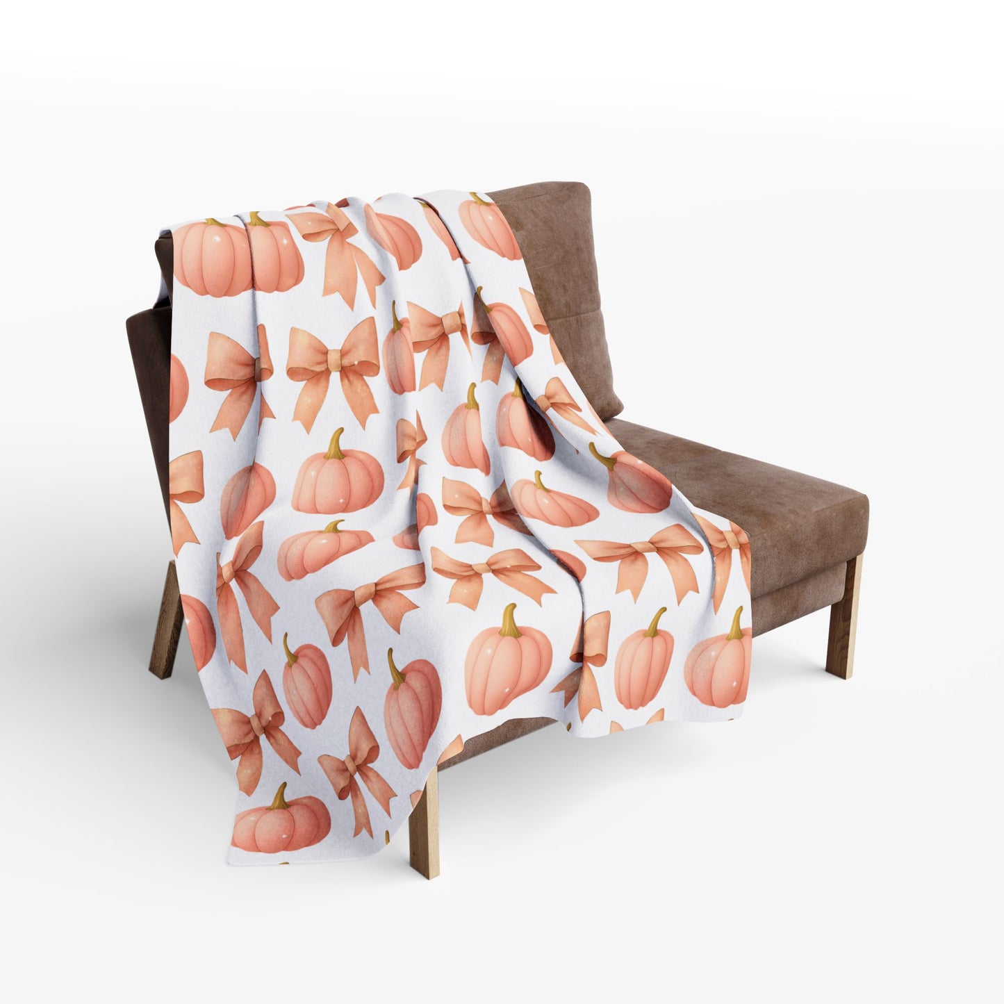 Pink Pumpkins & Pink Bow Artic Fleece Blanket, Perfect for adding a touch of girly Halloween charm, this autumn blanket effortlessly combines the playful allure of pink pumpkin decor.