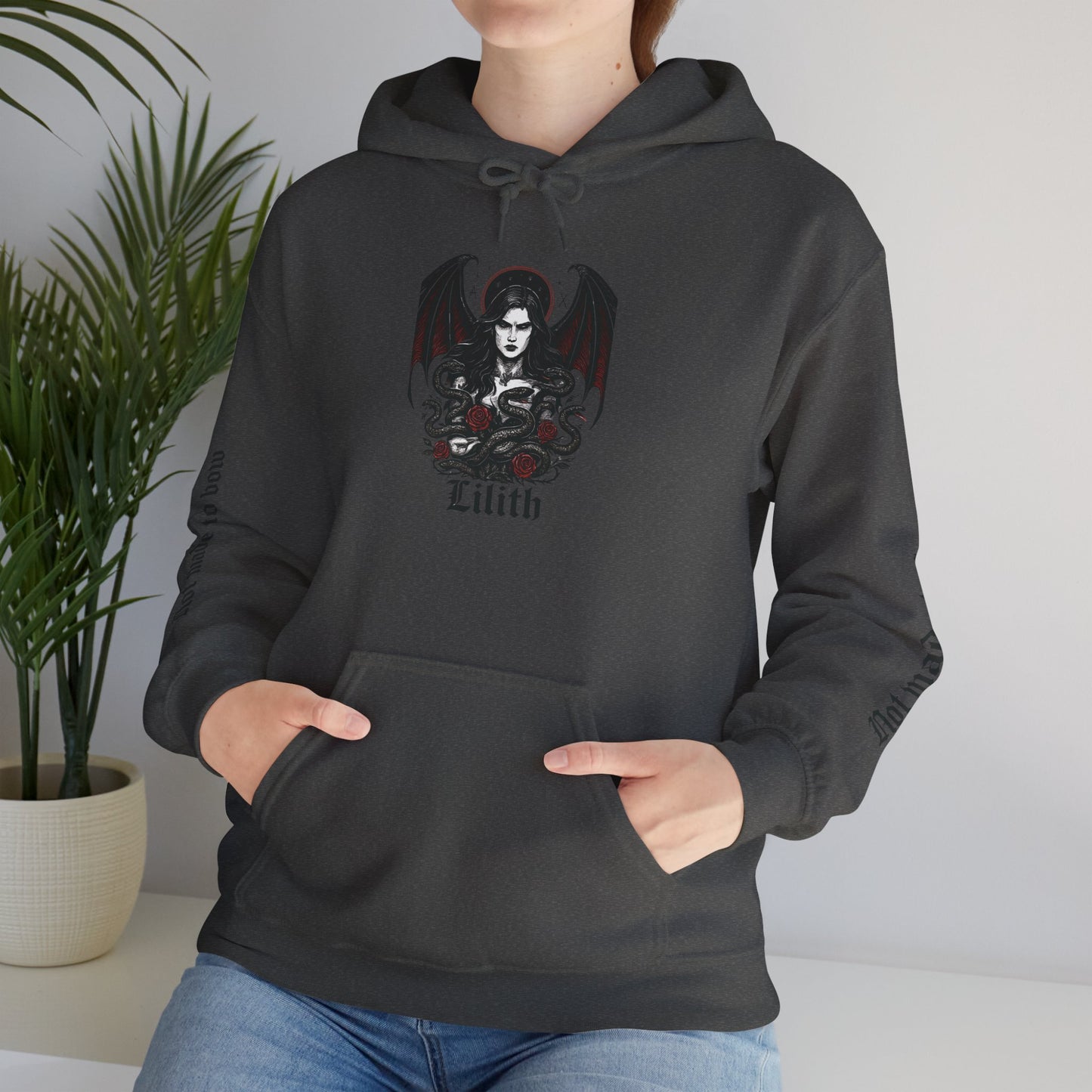 Goddess Lilith Graphic Hoodie, is a perfect blend of gothic clothes and witchy clothes, making it a must-have for those who celebrate the pagan lifestyle.