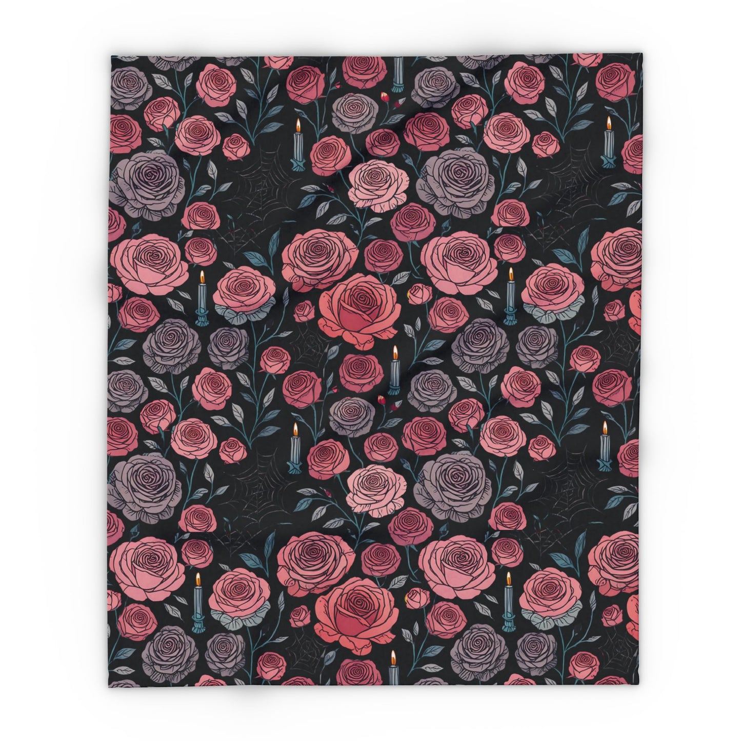 Gothic Pink Halloween Rose Blanket, Perfect as a Spooky Gift, it brings a whisper of elegance to your Halloween Decor.