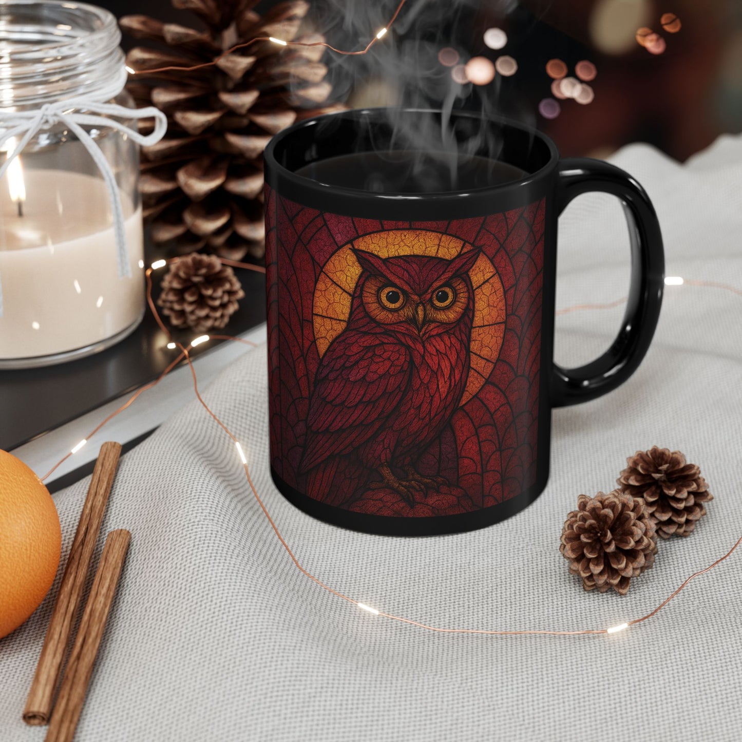 Owl Art Stained Glass Effect Owl Mug, Whether you're sipping your morning brew or adding a touch of whimsy to your collection, this owl mug is a charming tribute to nature's elegance.