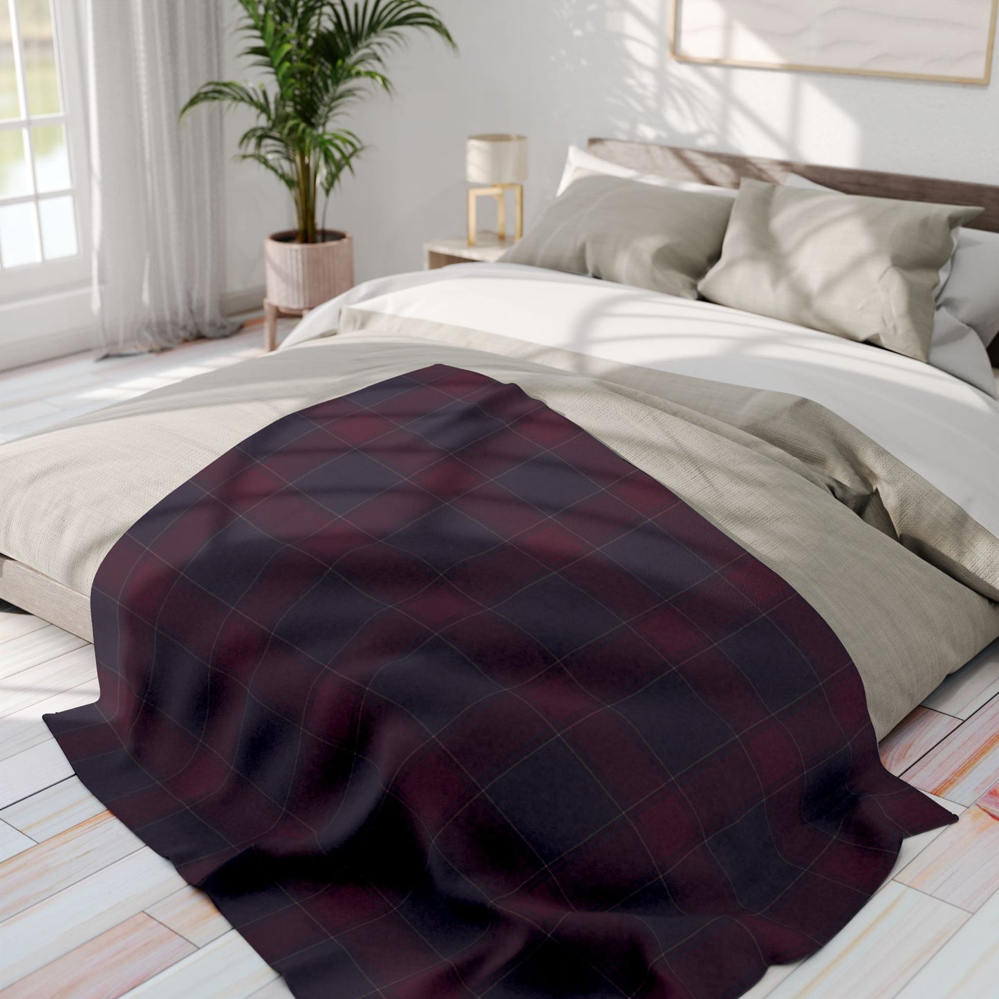 Cozy Arctic Fleece Blanket, Warm Throw, Plaid Blanket.