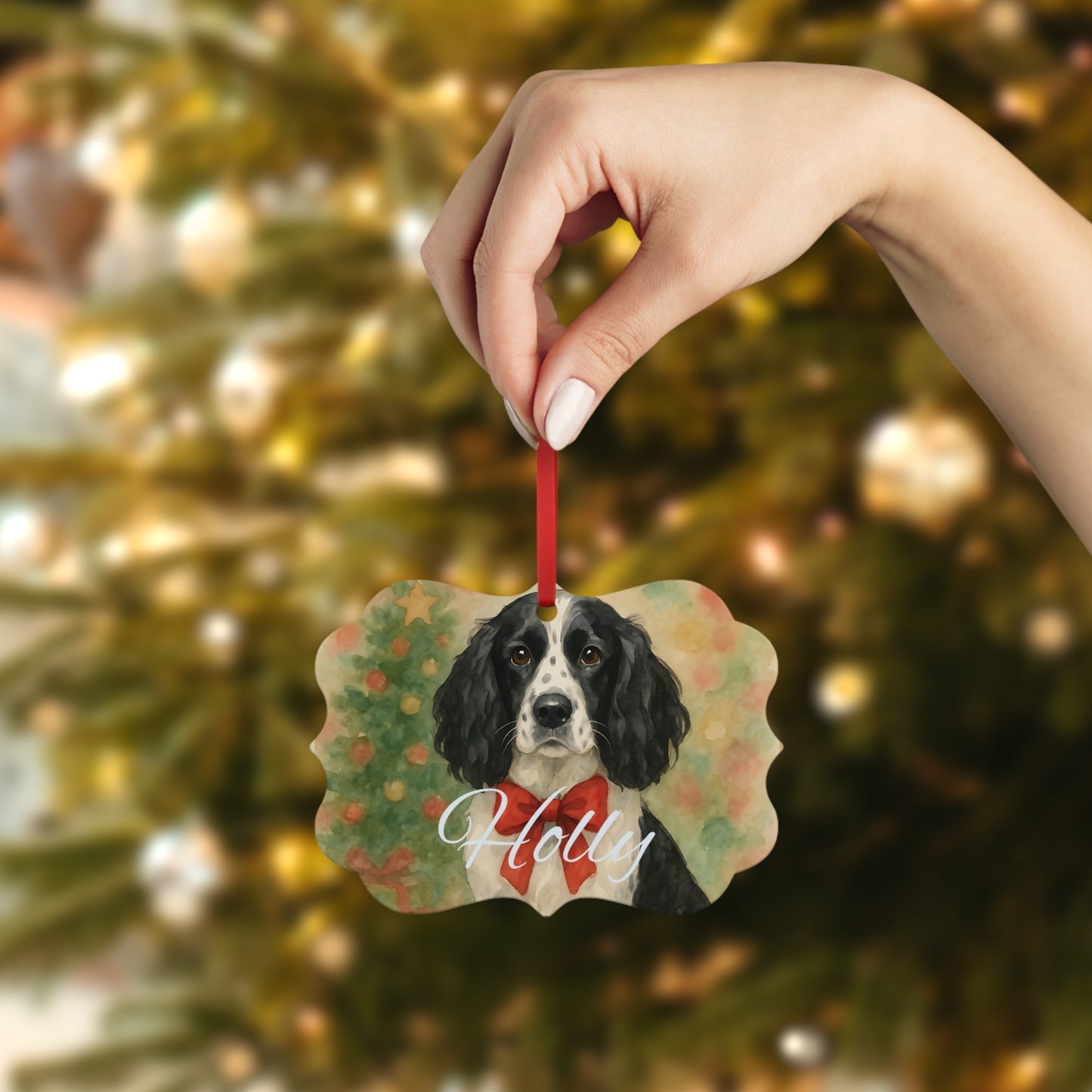 Festive Personalized Springer Spaniel Ornament, Celebrate the season with this timeless tribute to your loyal English Springer.
