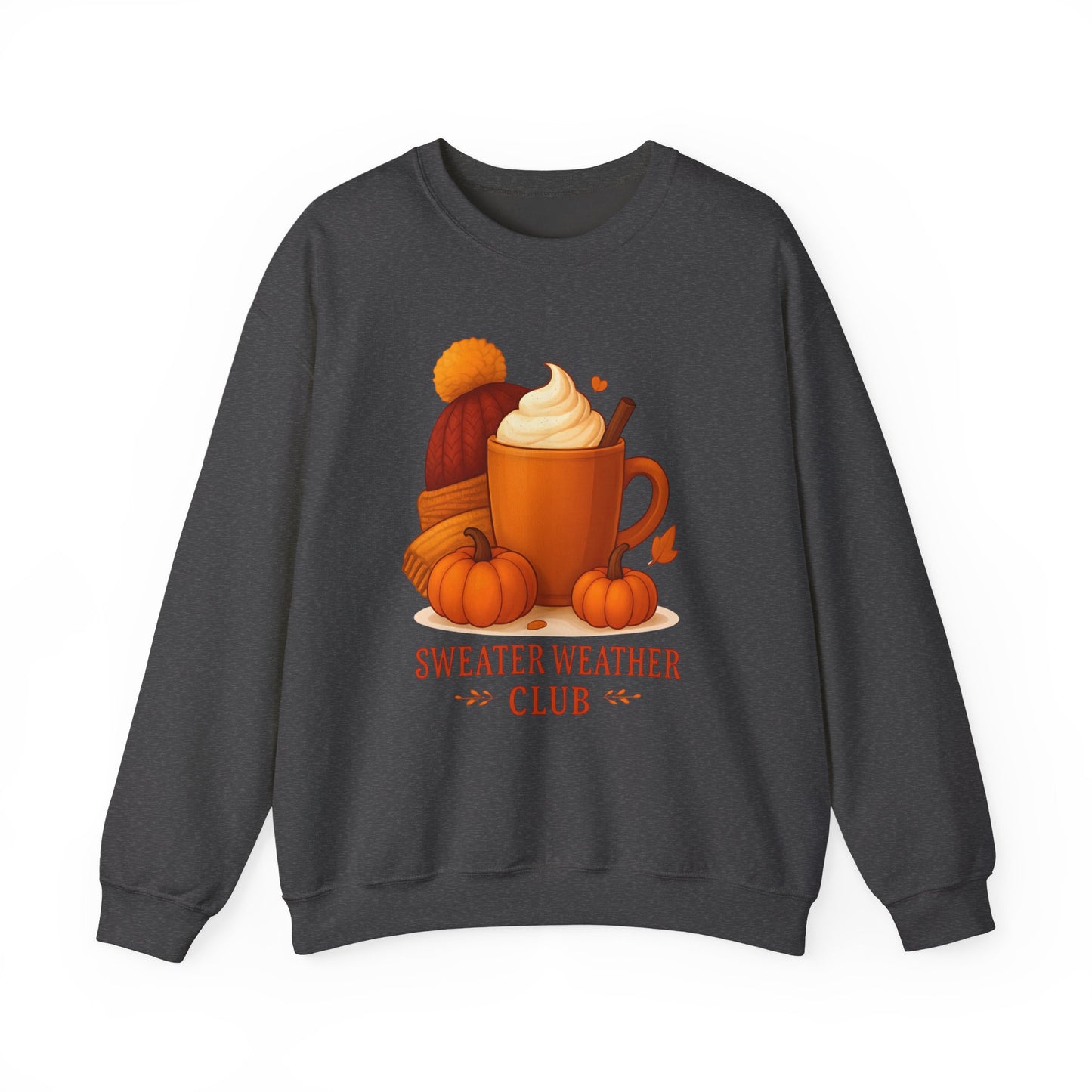Sweater Weather Autumn Sweatshirt, This autumnal jumper captures the essence of crisp days with its inviting softness, perfect for sipping on a pumpkin spice latte.