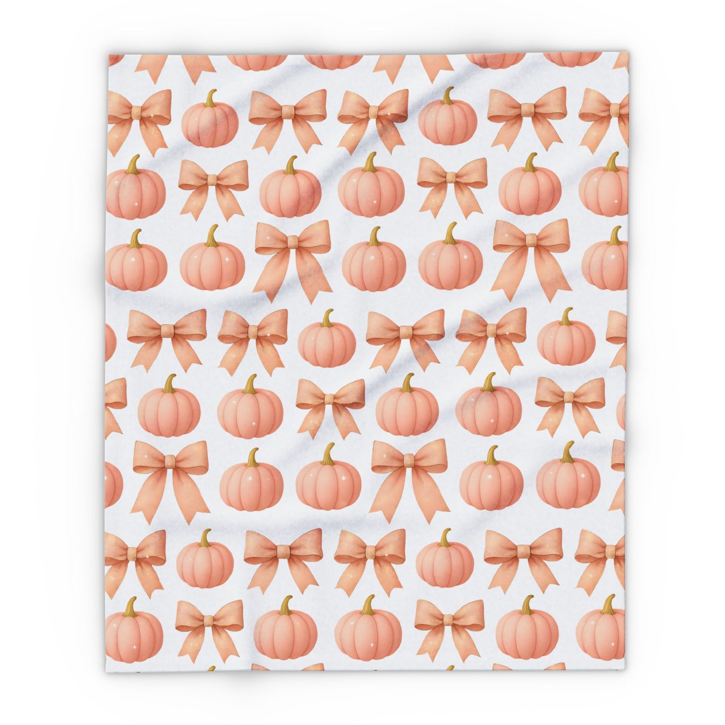 Pink Pumpkins & Pink Bow Artic Fleece Blanket, Perfect for adding a touch of girly Halloween charm, this autumn blanket effortlessly combines the playful allure of pink pumpkin decor.