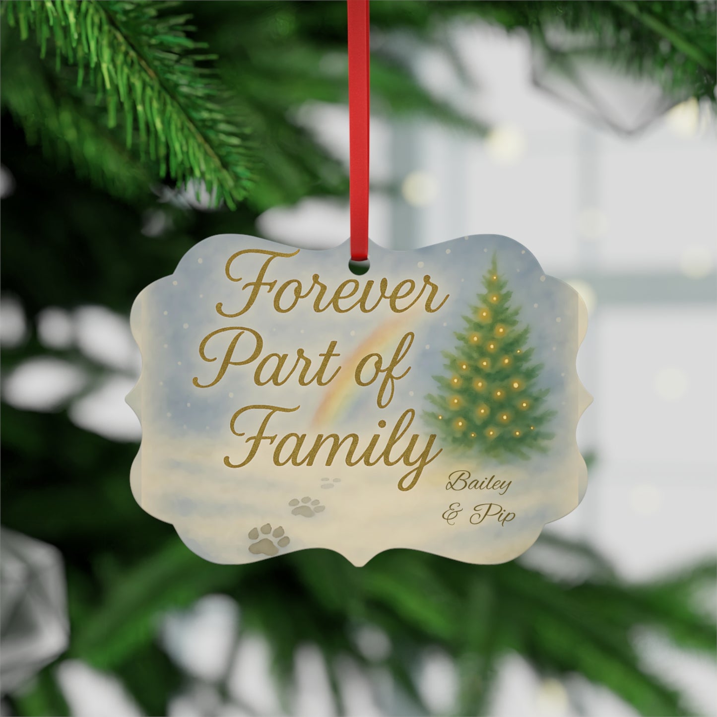 Rainbow Bridge Remembrance Ornament, serves as a beautiful pet memorial bauble for your remembrance tree