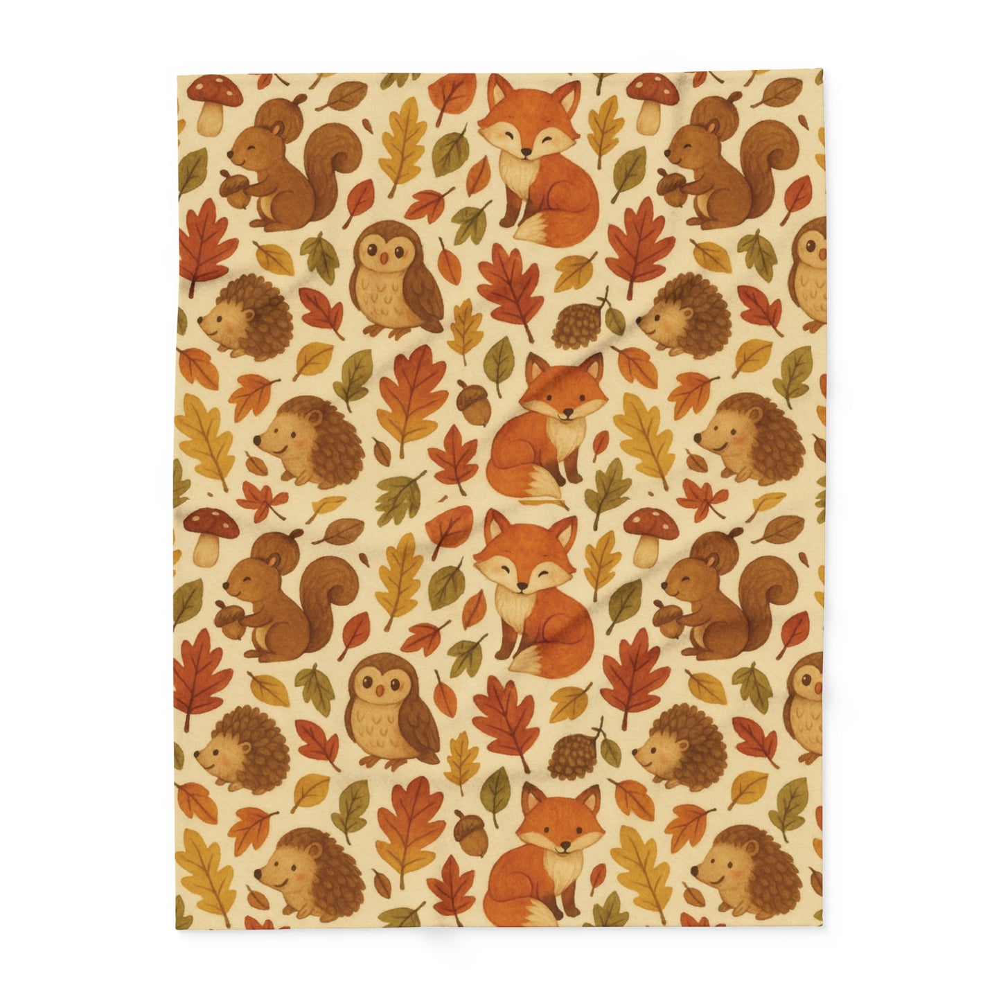 Woodland Friends Autumnal Blanket, Featuring delightful woodland creatures, this sofa blanket is the perfect accent to your autumnal decor.