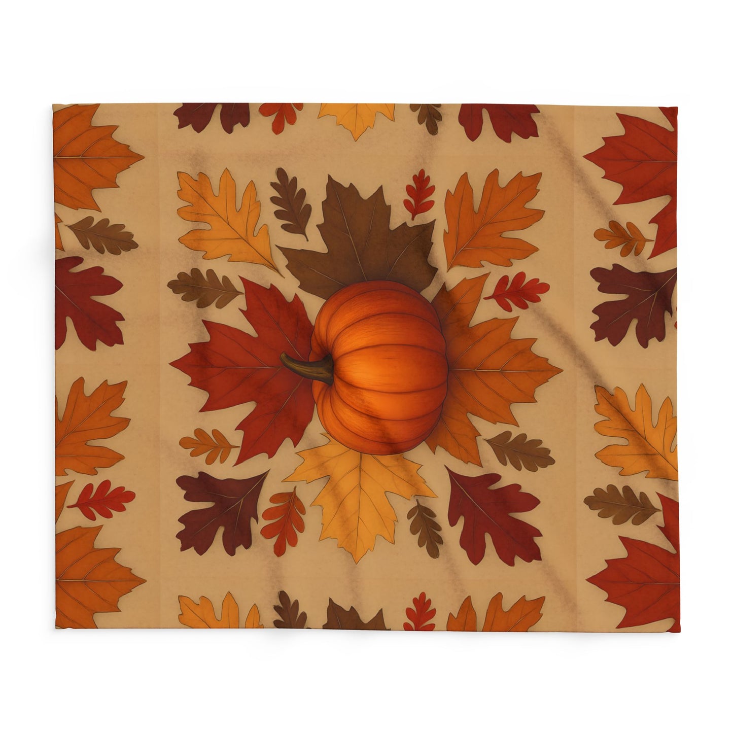 Autumn Leaves and Pumpkin Blanket, this comfy blanket is an autumn symphony for your senses. Perfect as a snuggle blanket for chilly nights or an elegant addition to your autumn decorations.
