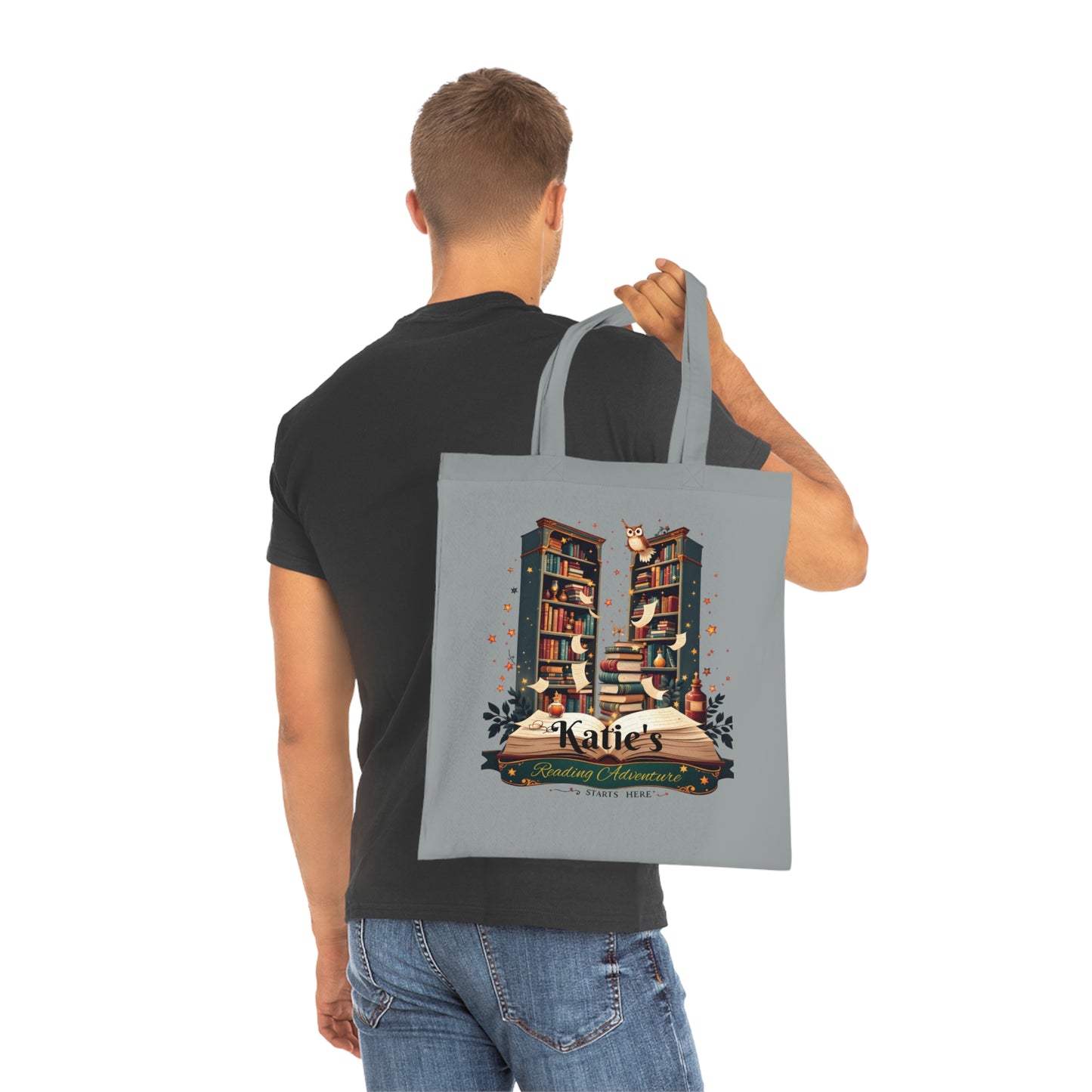 Personalised Book Lover Reusable Cotton Tote Bag, Bookish Tote, Librarian Tote Bag, Bibliophile Gift, Custom Book Bag,