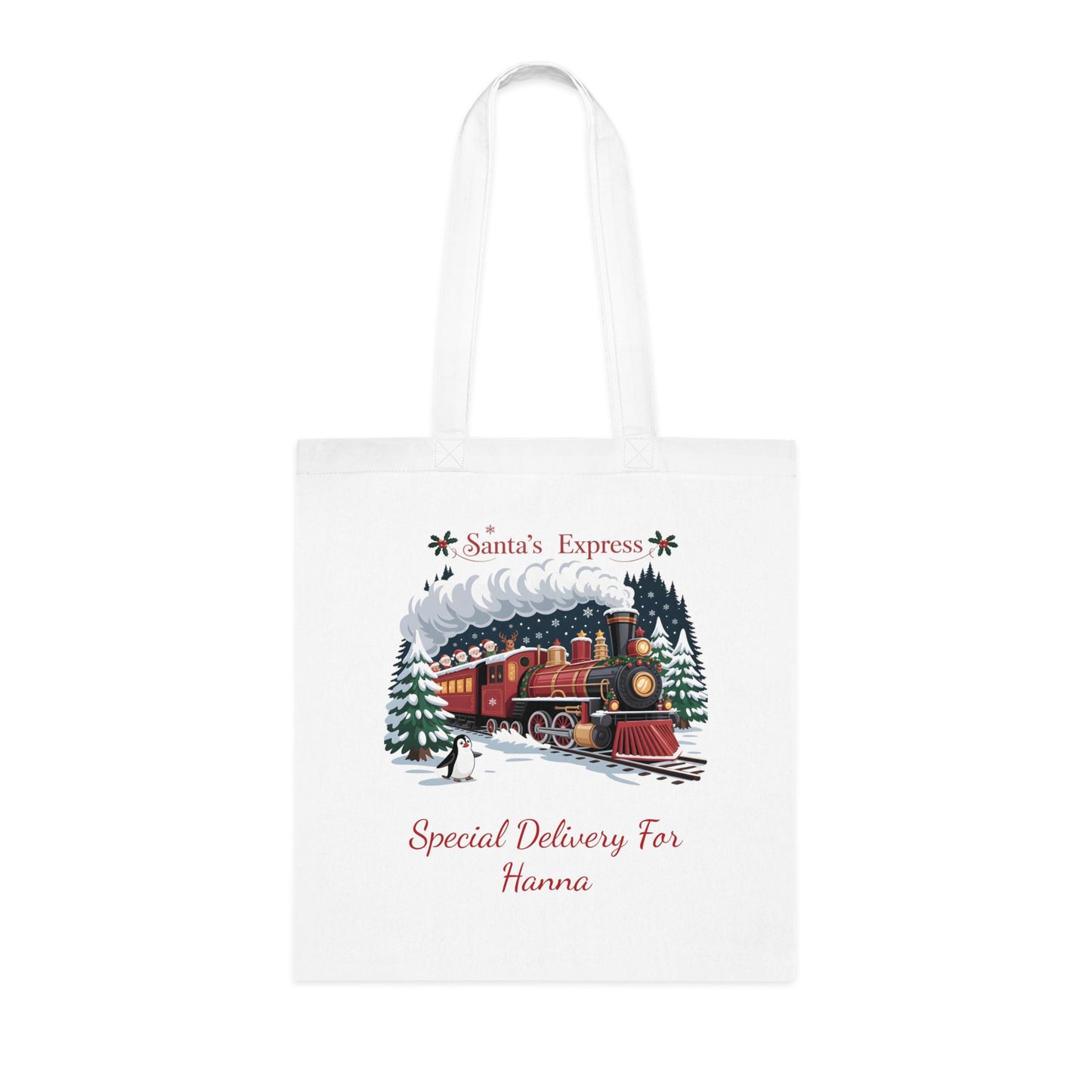 Personalised Santa's Express cotton Tote Bag, Christmas Tote Bag, Custom Christmas Bag, Childs Name, Santas Express