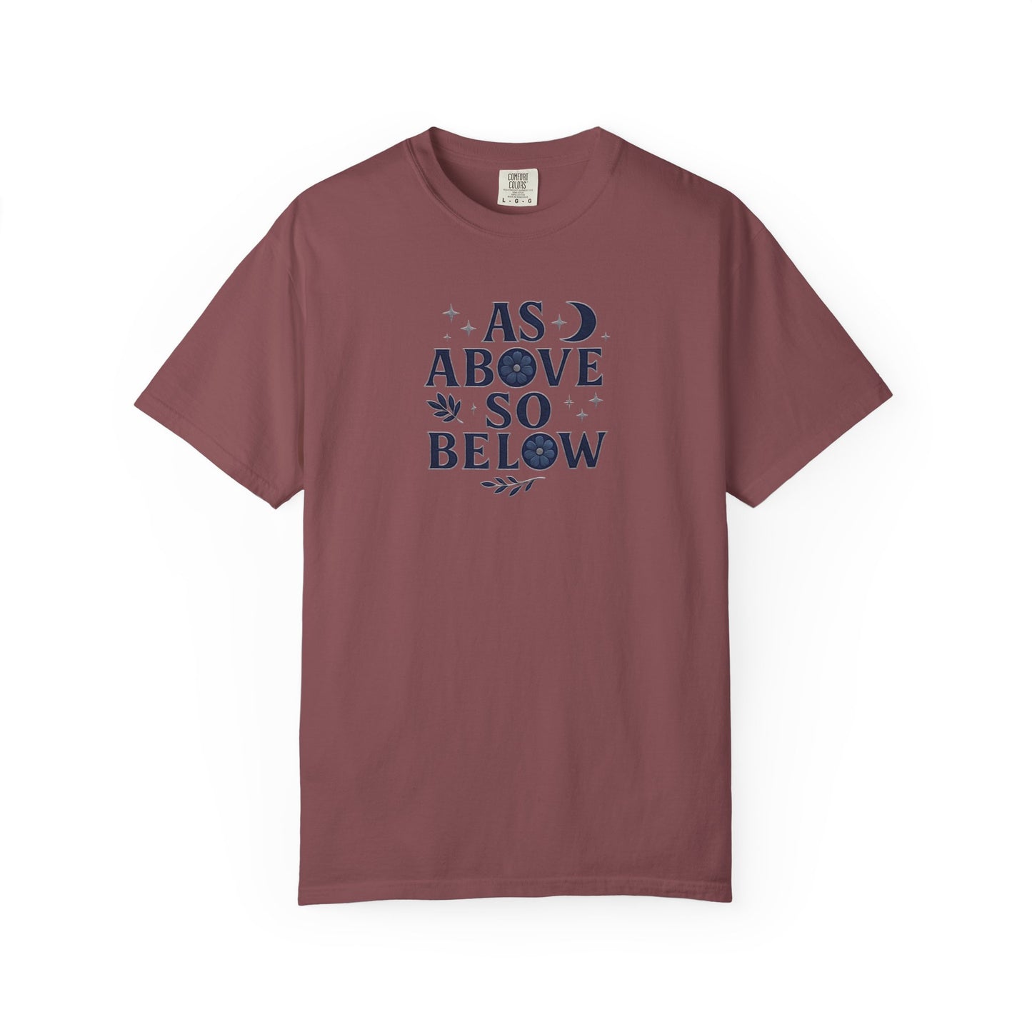 As Above So Below T-shirt, a harmonious blend of mystical charm and celestial vibes. Crafted for those who appreciate pagan clothing and witchy aesthetics.