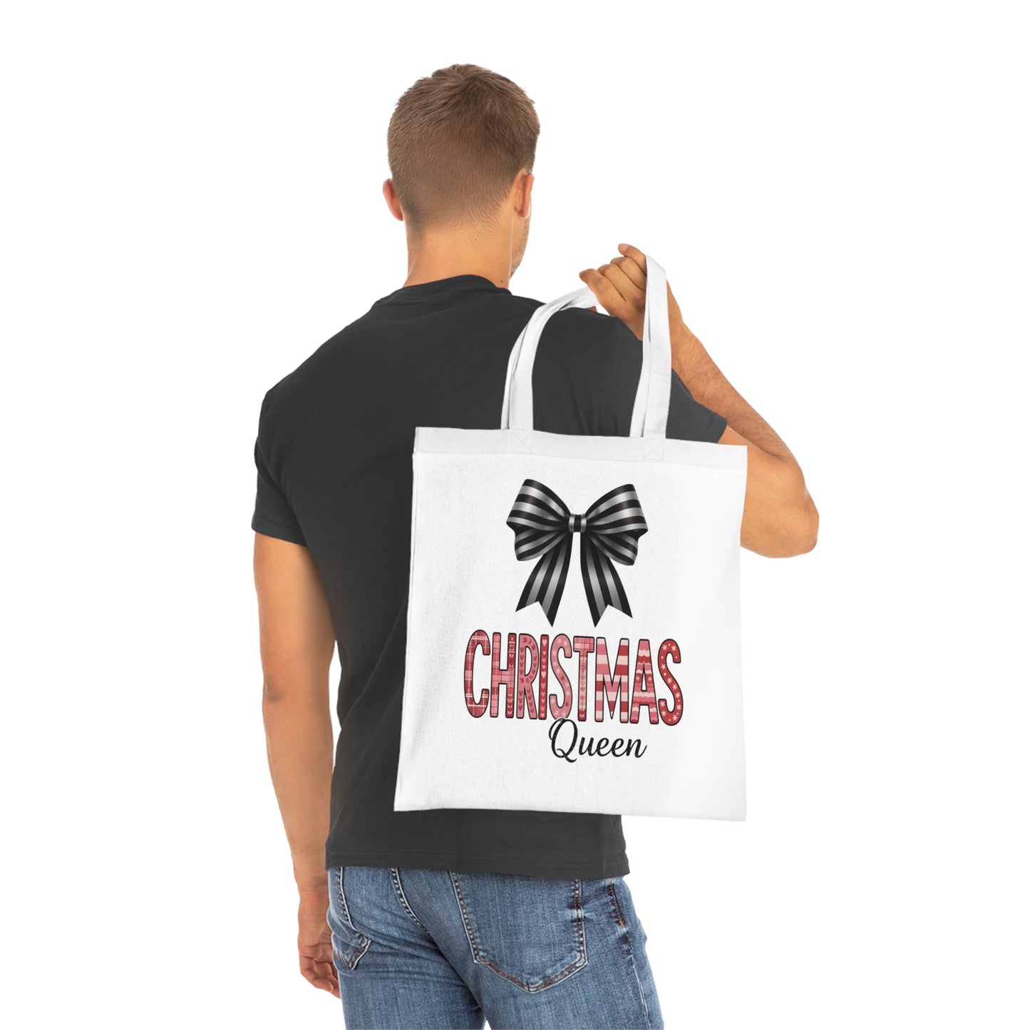 Christmas Queen Festive Reusable Tote Gift Bag, doubling as a unique gift bag and an elegant wine bag for your festive gatherings.