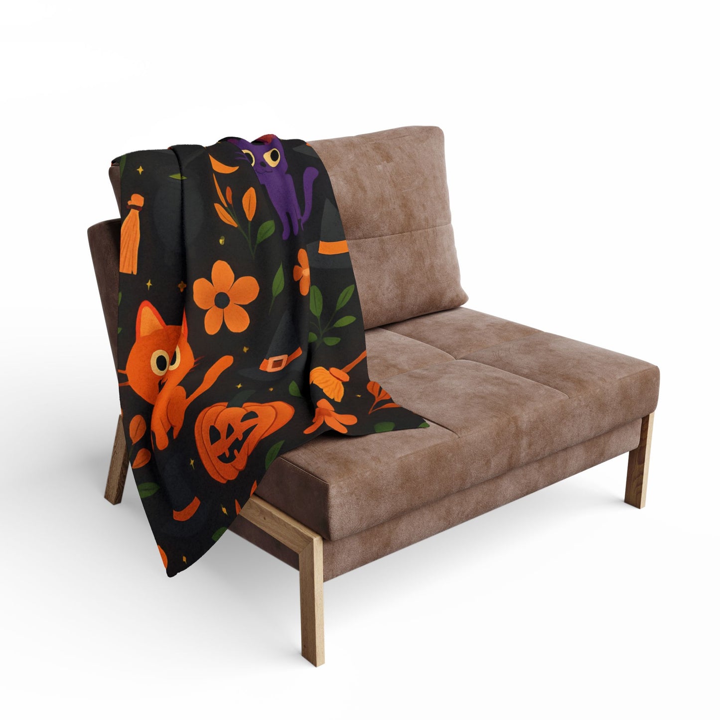 Halloween Blanket, The witchy blanket brings a touch of whimsy and warmth to any space, making it ideal as a spooky blanket or for witchy room decor.