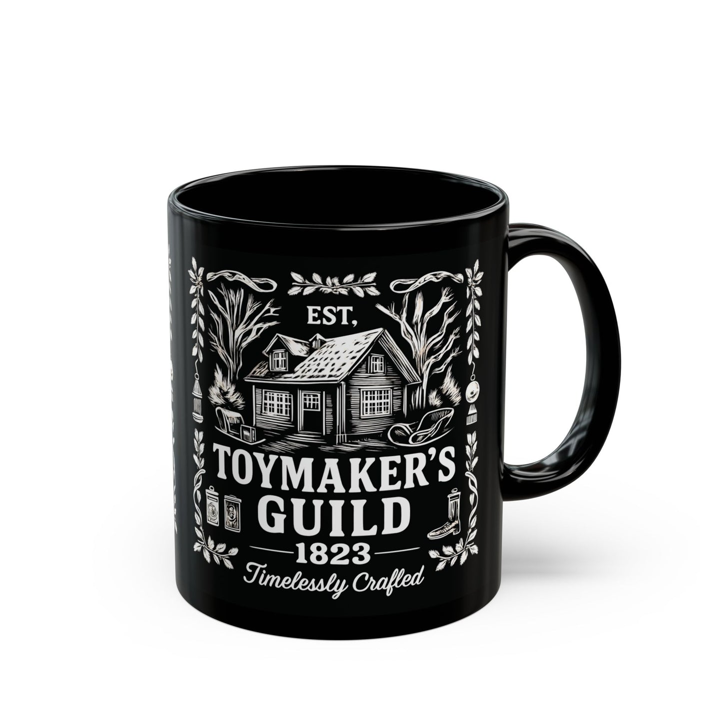 Vintage Toymakers Guild Christmas Mug • Retro Holiday Coffee Cup • Vintage Christmas Ceramic Gift • Retro Santa Mug Collectible