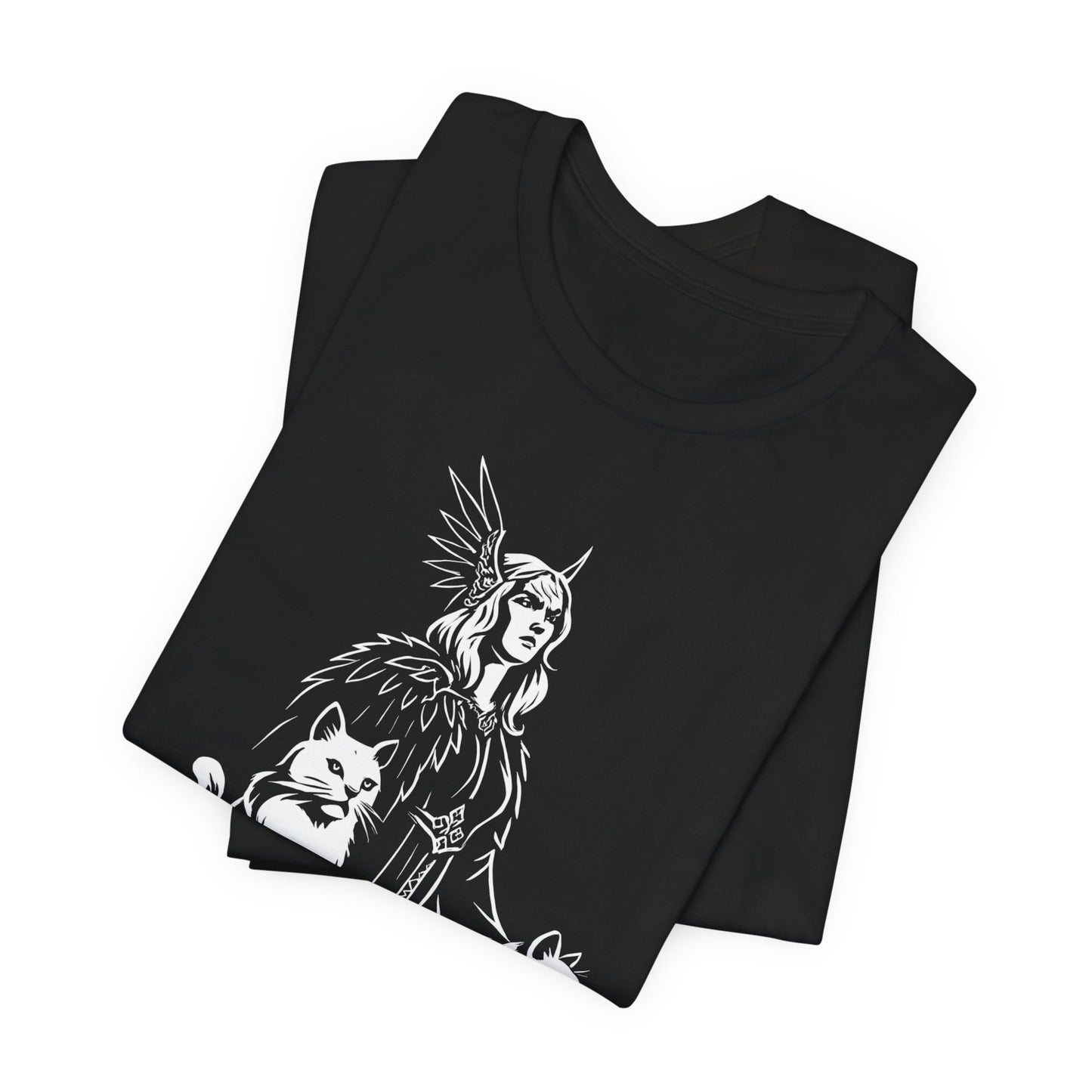 Freyja Viking Goddess T-Shirt, This captivating viking tee encapsulates the essence of Freya—the viking goddess renowned for her formidable power and grace.