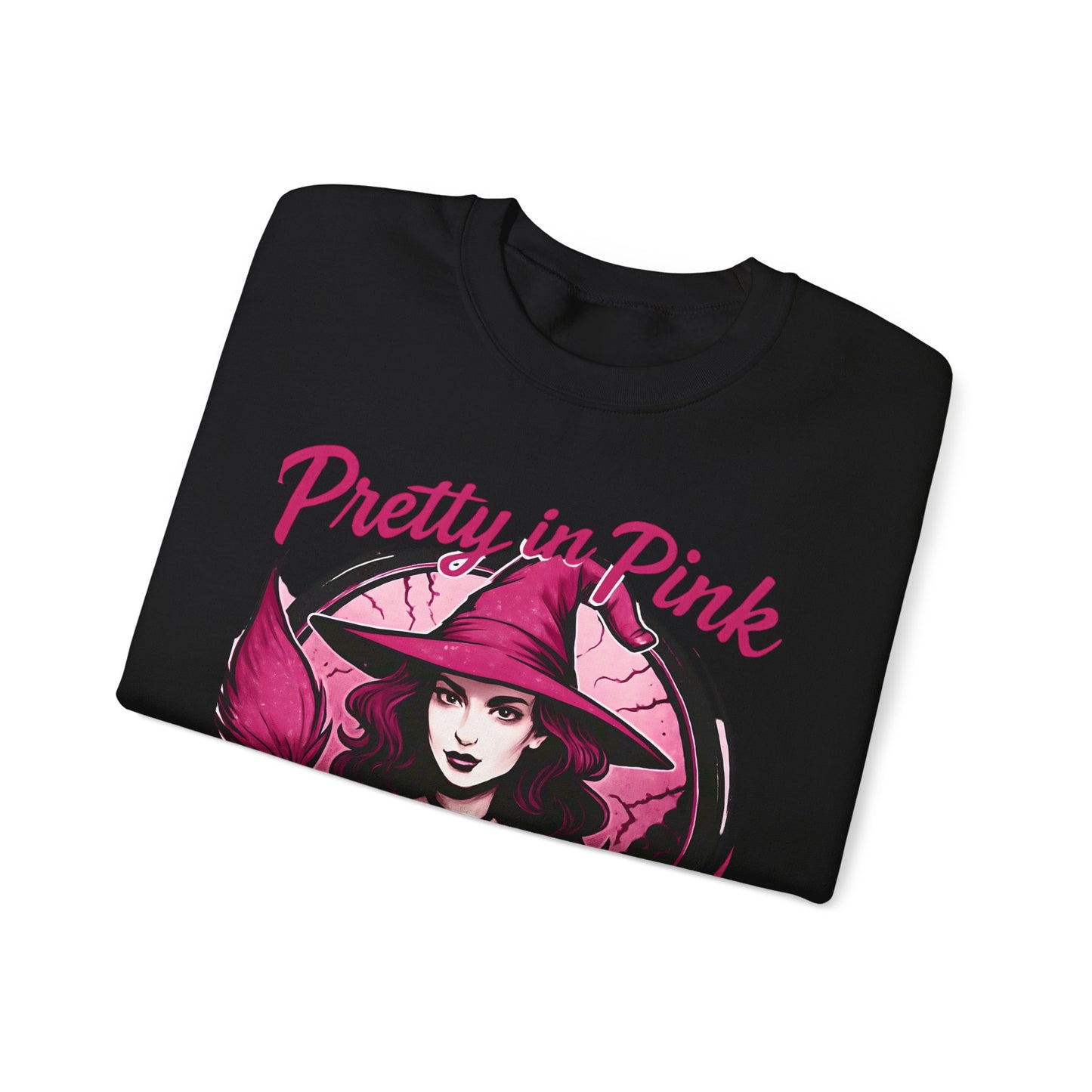 Pretty in Pink Witchy Sweatshirt, a unique twist to your girly Halloween ensemble, with a sprinkle of glitter witch vibrance.