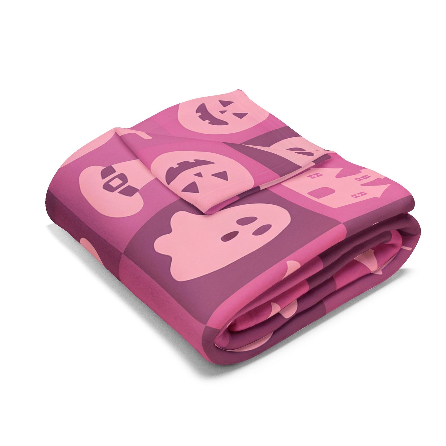 Spooky Pink Halloween Blanket, perfect for adding a unique twist to your seasonal decor. Drape this plush pink ghost blanket over your sofa to invite a cozy, festive warmth