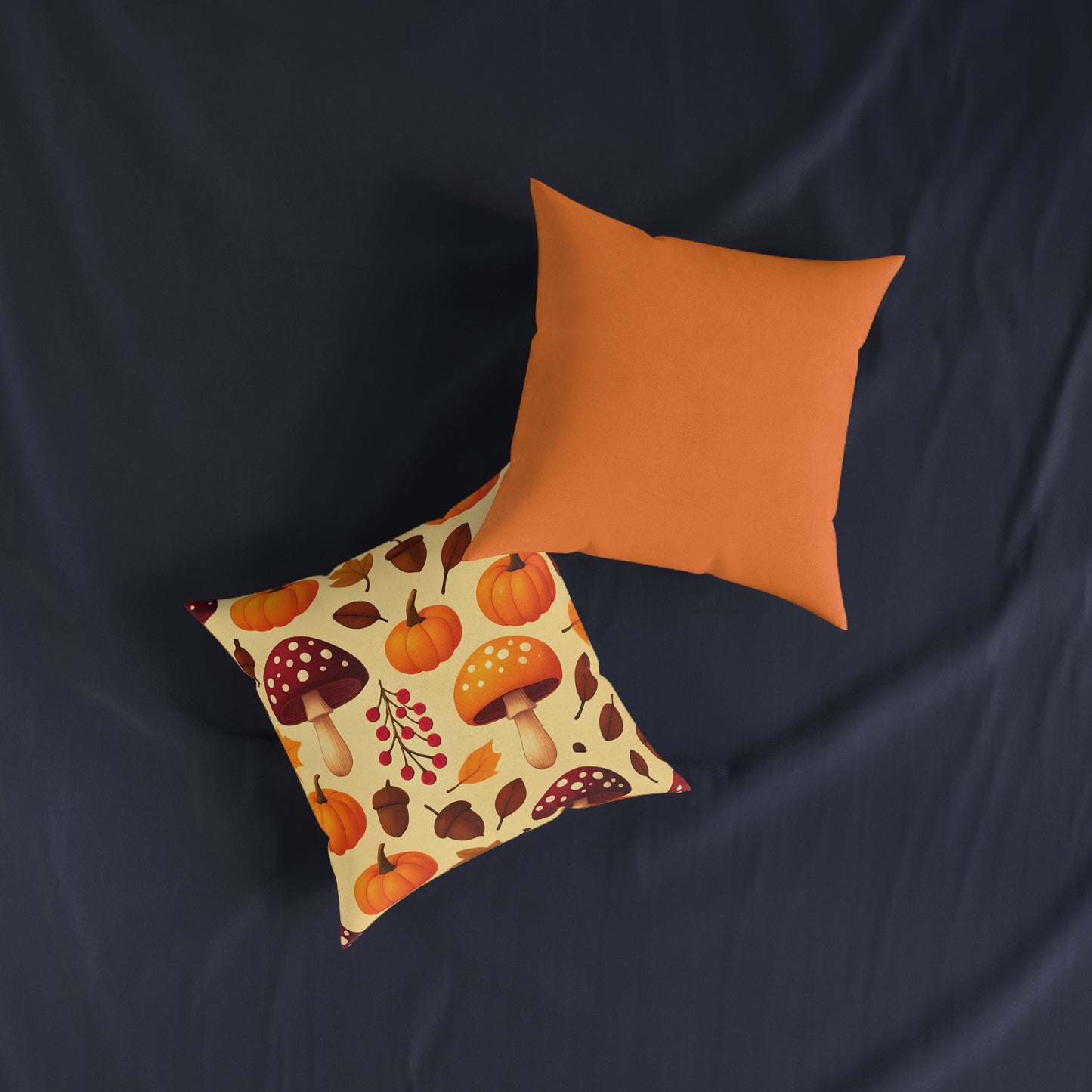 Pumpkin Mushroom Autumn Pillow, with its playful design featuring a cozy pumpkin and whimsical mushroom, perfect for embracing Hello Autumn.