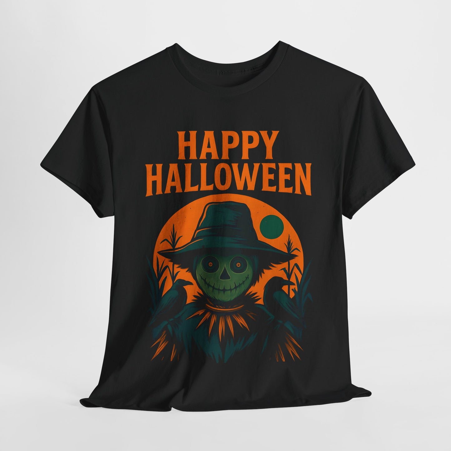 Halloween Scarecrow Tee, With its eye-catching Halloween design featuring a spooky scarecrow, this shirt brings a fun, festive vibe to your wardrobe.