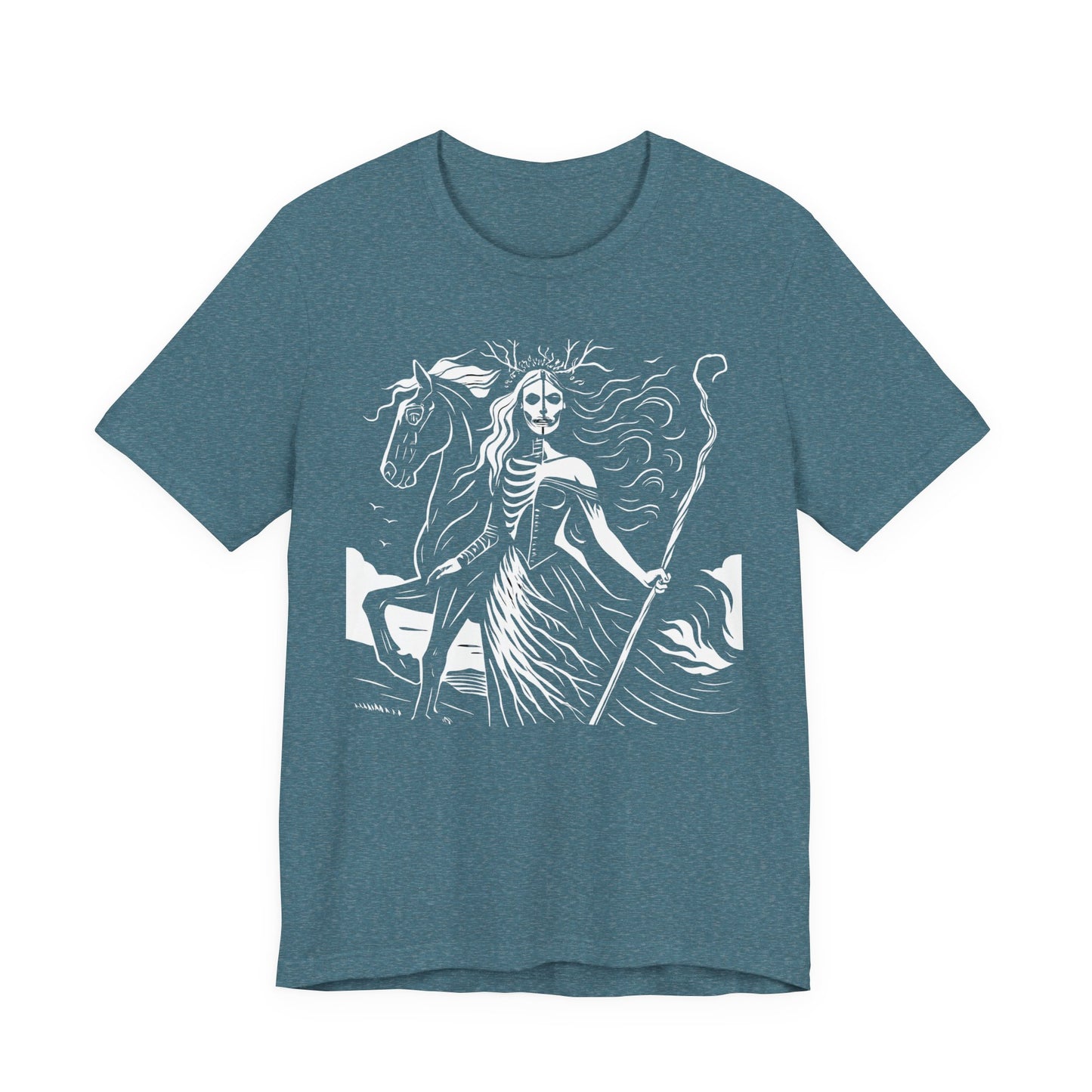 Pagan Goddess Hel Viking T-shirt, This piece of Viking apparel is more than just a shirt; it's a tribute to the enigmatic goddess of death.