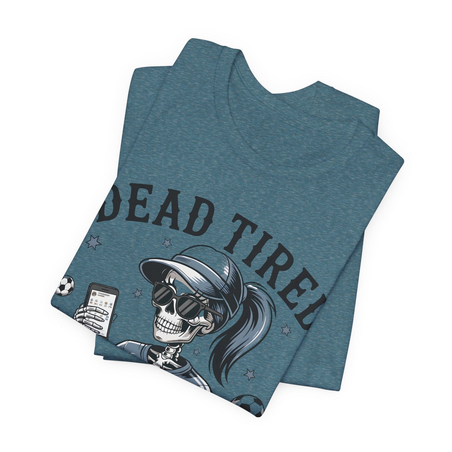Dead Tired Footy Mum T-shirt, sideline football, Tired Mom Shirt, Skeleton Graphic Tee, Sideline Football, Soccer Mom Shirt, Football Top