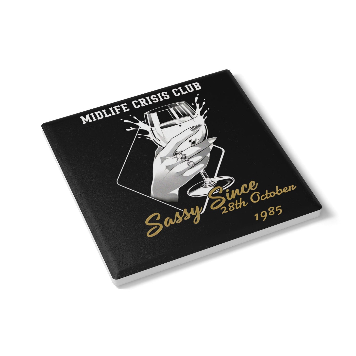 Personalised Midlife Crisis Coaster | Funny Ceramic Drink Coaster Gift for Women 40s 50s | Birthday Gift