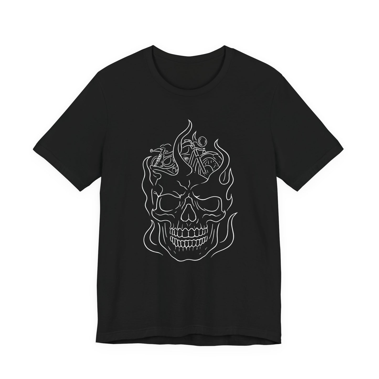 Skull Graphic Flame Tee, Motorcycle T Shirt, Biker Tshirt, Biker Skull Design, Motorbike Apparel, Motorcycle,Biker Skull, Motorbike Skull.