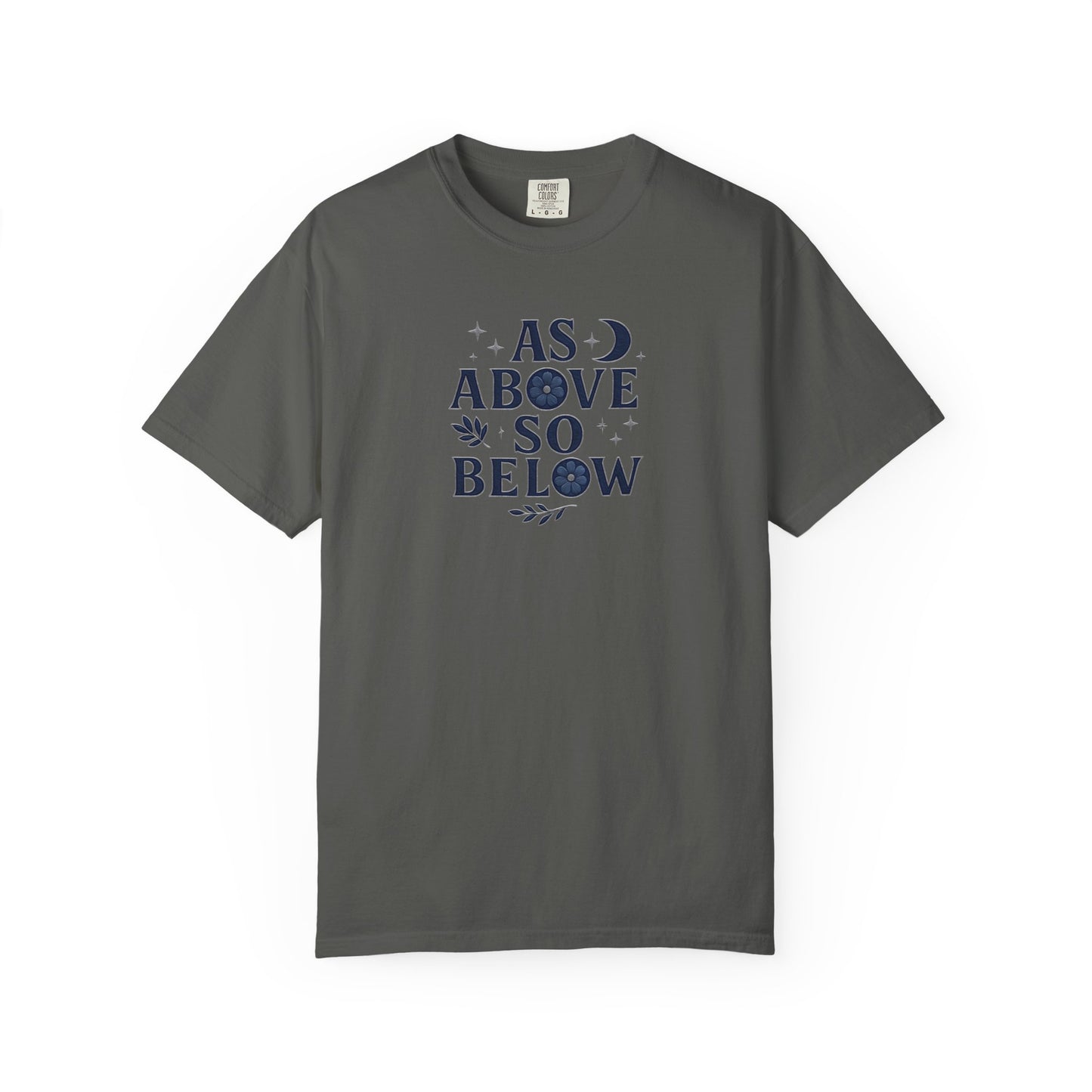 As Above So Below T-shirt, a harmonious blend of mystical charm and celestial vibes. Crafted for those who appreciate pagan clothing and witchy aesthetics.