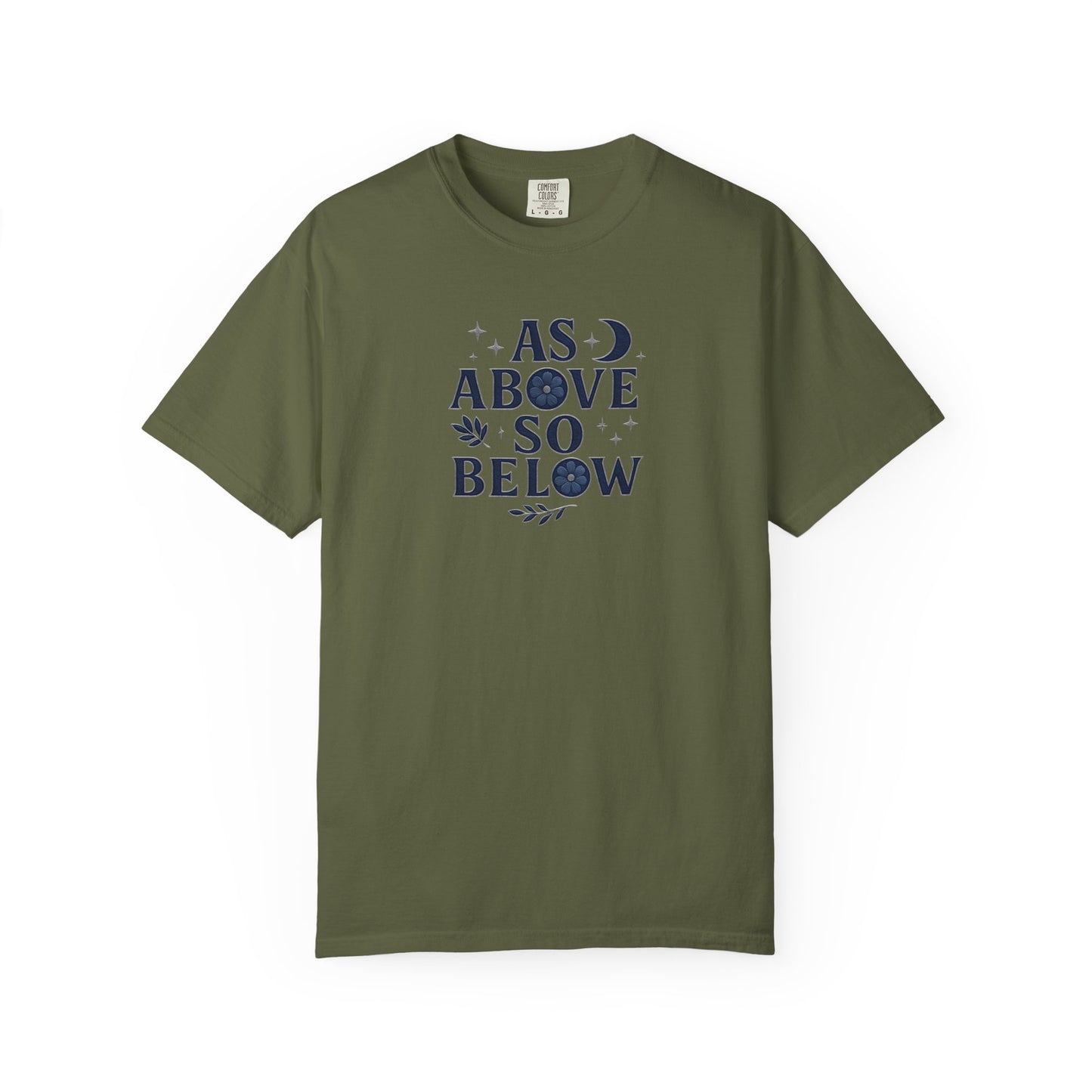 As Above So Below T-shirt, a harmonious blend of mystical charm and celestial vibes. Crafted for those who appreciate pagan clothing and witchy aesthetics.