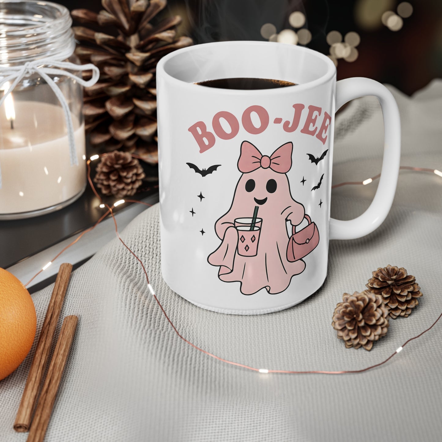 Boo jee Pink Ghosty Mug, This cute ghost mug, with its charming pink hue and playful ghostie design, transforms every sip into a magical moment.