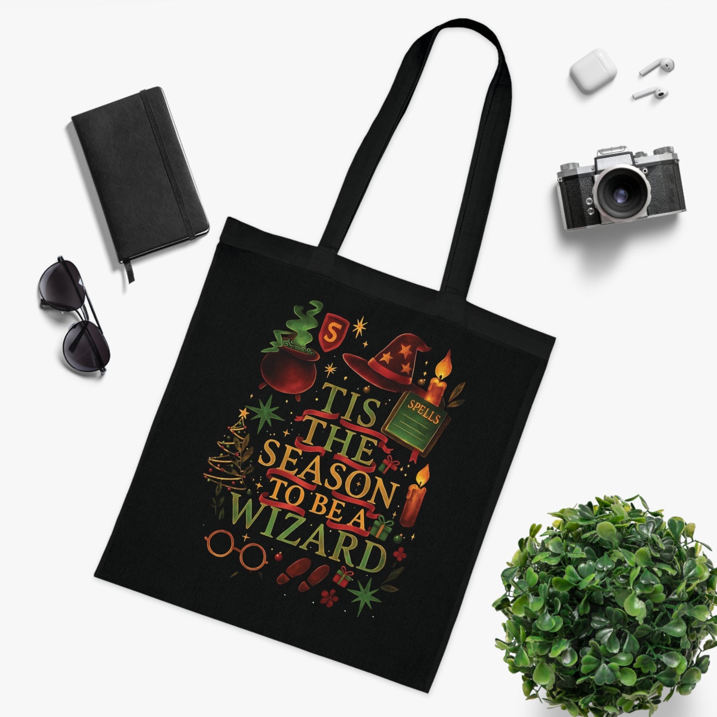 Tis the Season to be a Wizard Xmas Tote Bag, With its charming design, this xmas tote bag doubles as a delightful Christmas Eve bag.