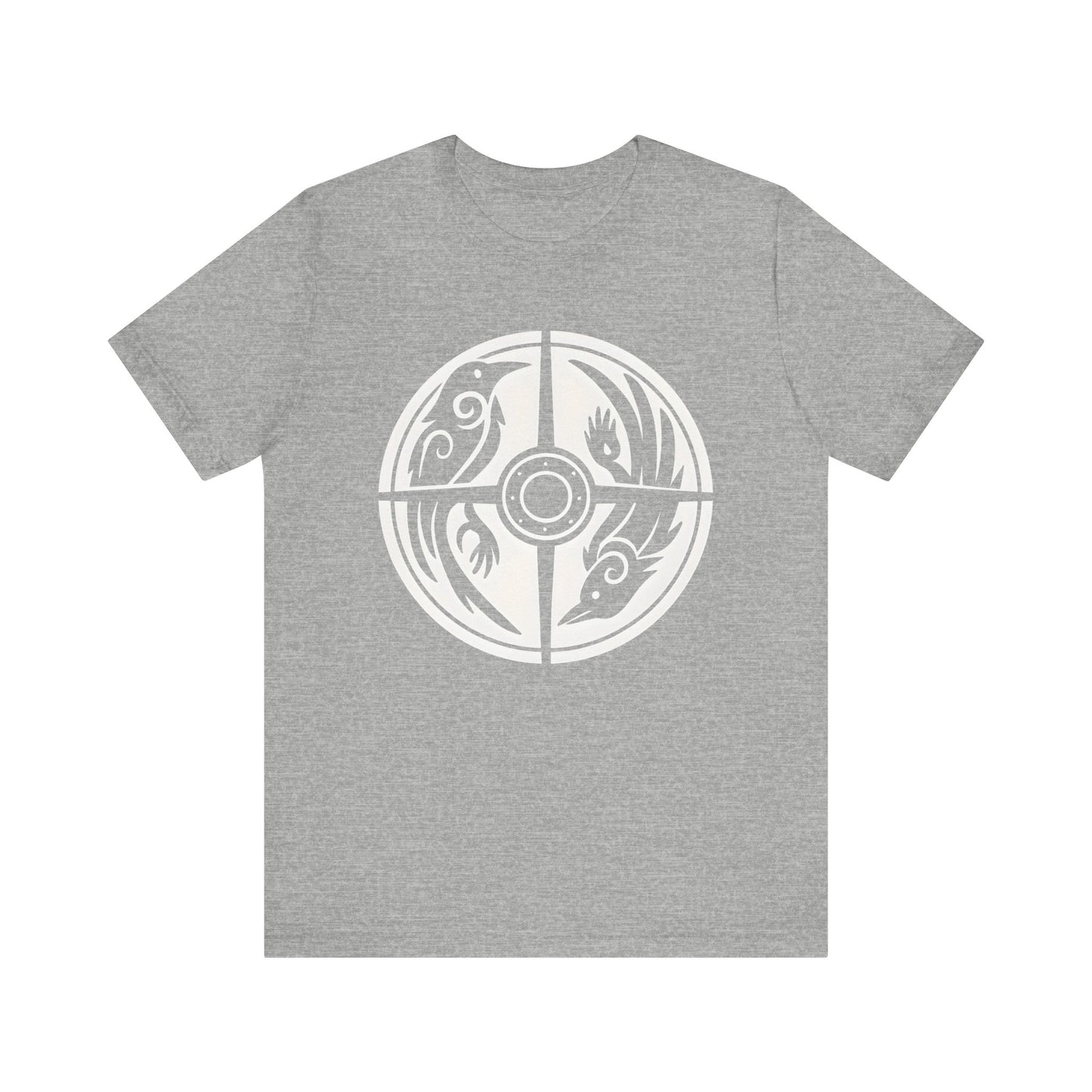Norse Raven Shield T-shirt, Embrace the spirit of ancient warriors, an essential piece for any lover of Viking apparel.