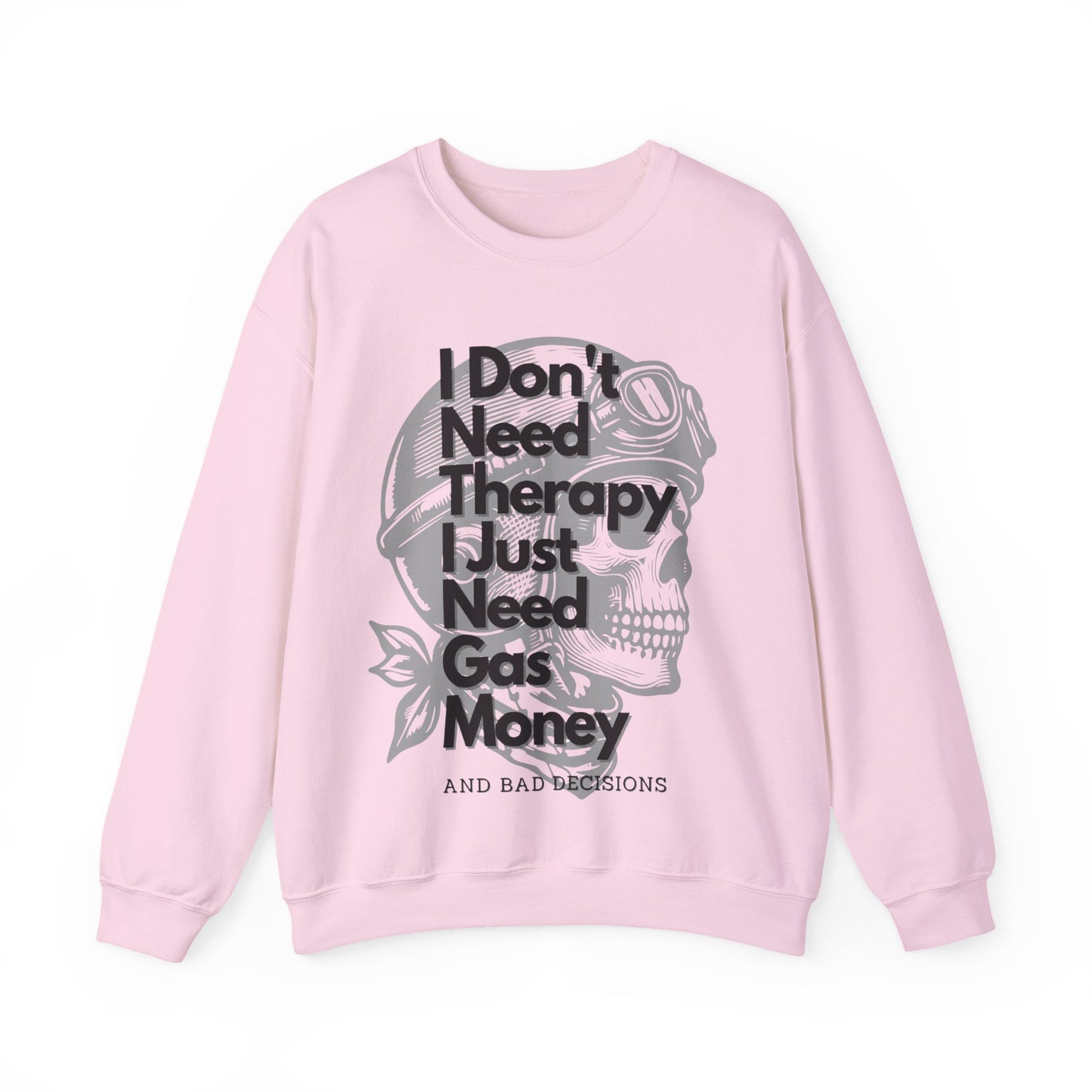 I dont need therapy 💀 Skull Graphic Crewneck Sweatshirt - Unisex Style, for the bike Lovers.