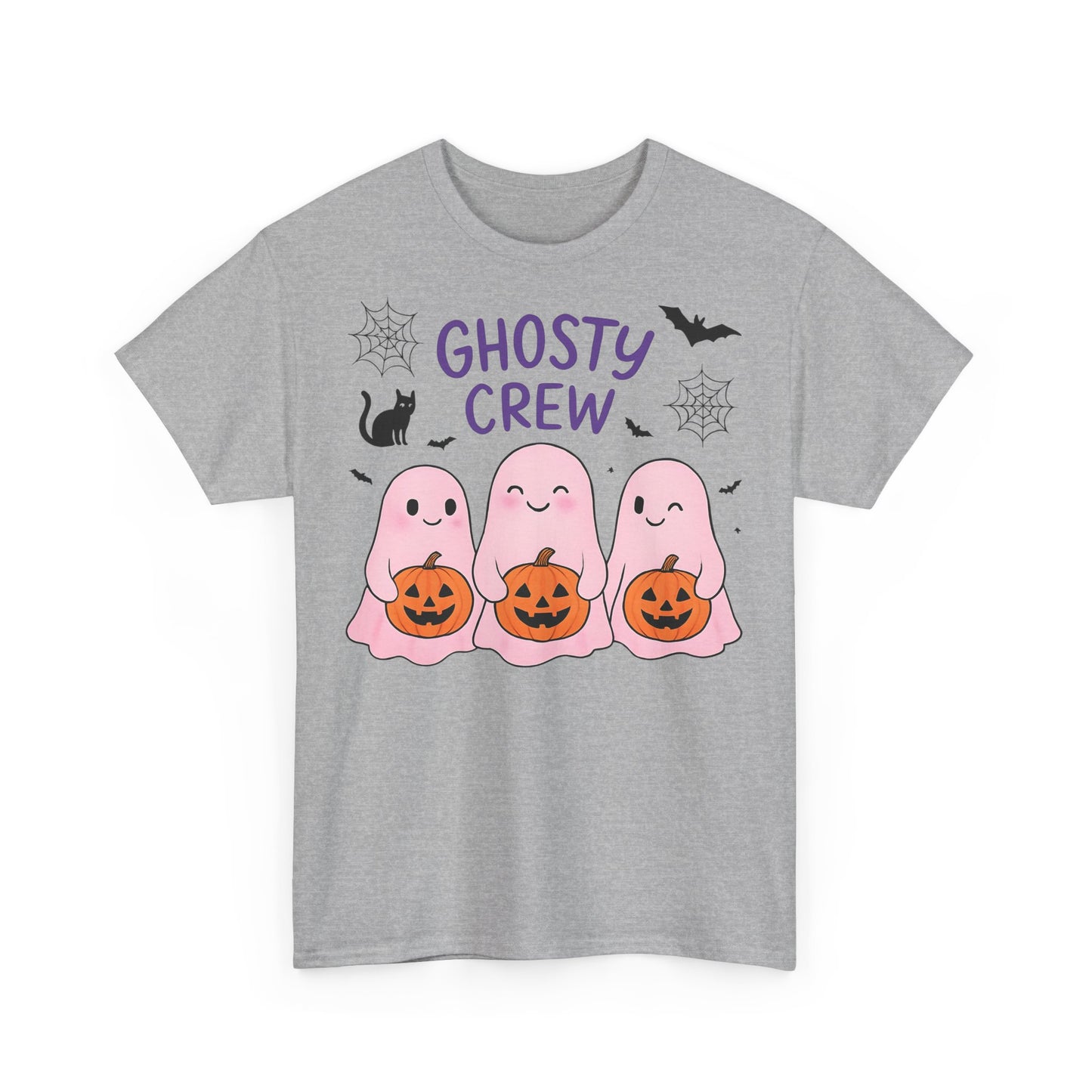 Ghosty Crew Halloween Tee, It’s great for spooky season gatherings, casual outings, or simply lounging at home with friends