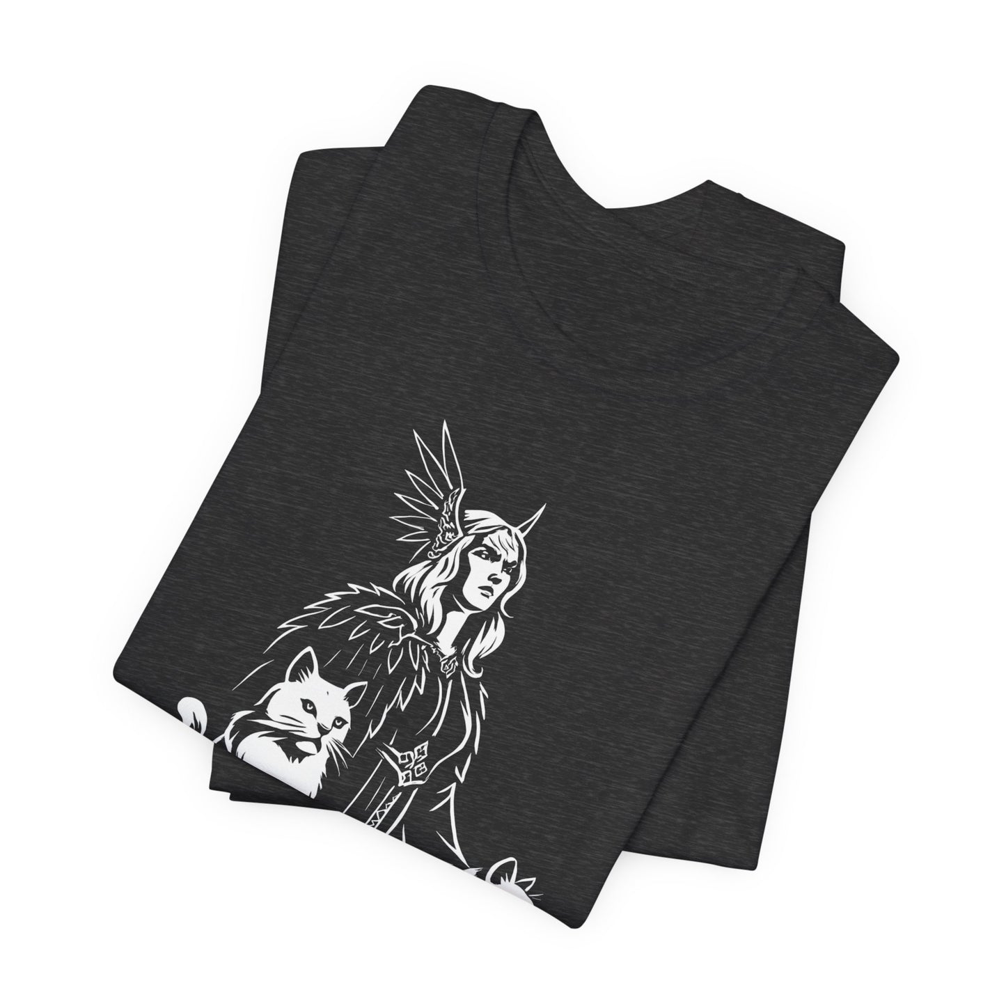 Freyja Viking Goddess T-Shirt, This captivating viking tee encapsulates the essence of Freya—the viking goddess renowned for her formidable power and grace.