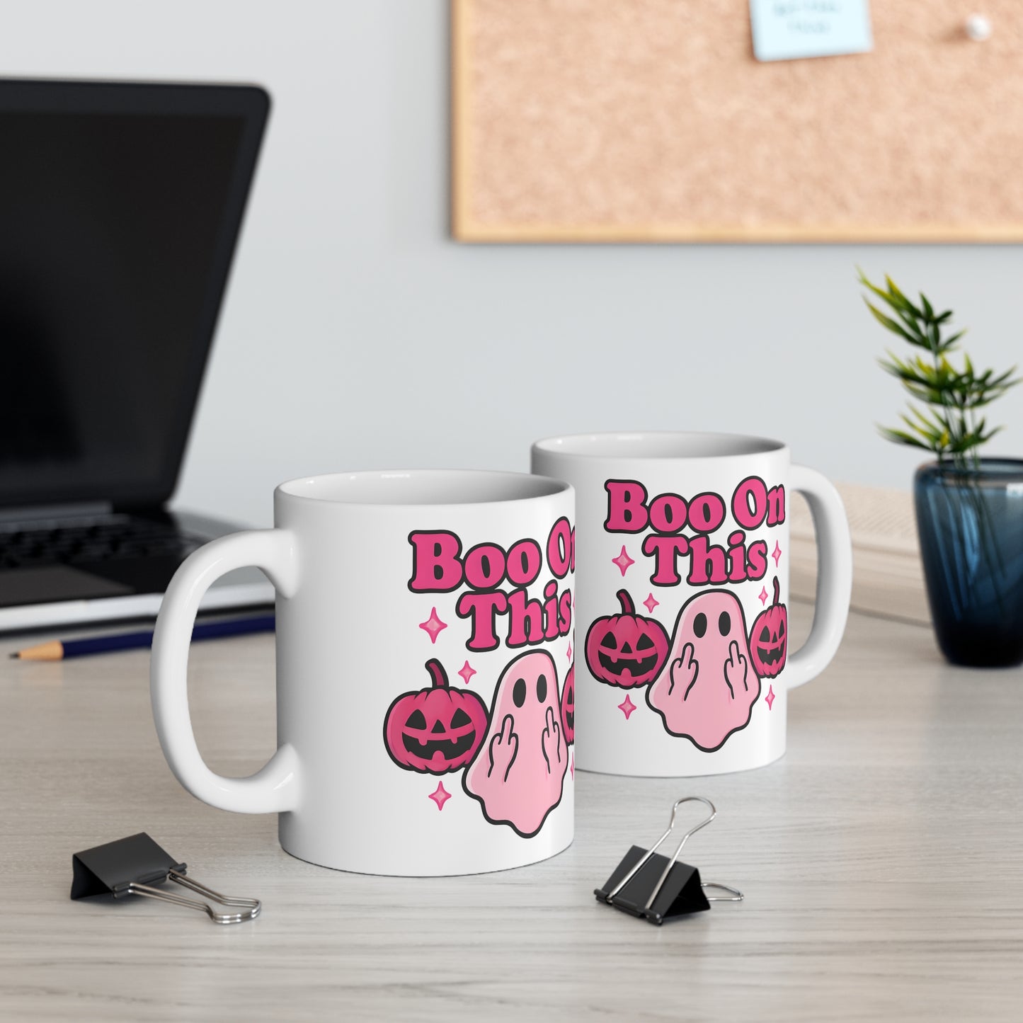 Boo On This Pink Ghosty Halloween Mug, whimsical blend where charm meets spooktacular fun.