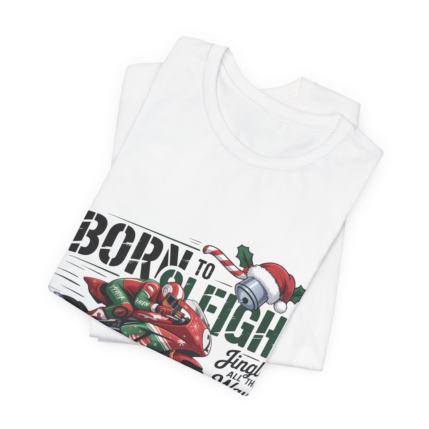 Jingle Bells Biker T-shirt, Motorcycle Shirt, this motorcycle shirt captures the spirit of the season and the open road. Perfect as a biker christmas gift.