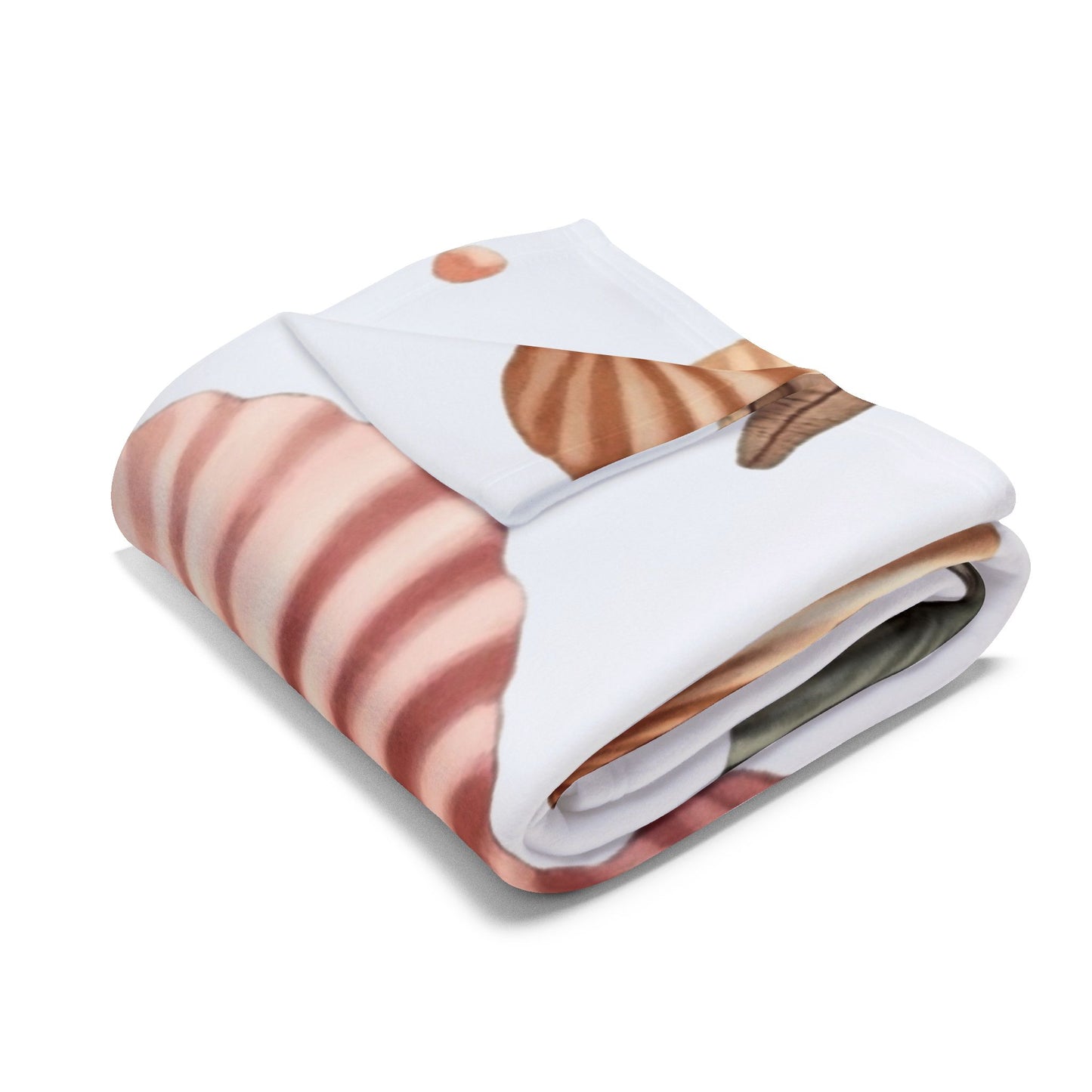 Cozy Beach-Themed Fleece Blanket, Featuring a delightful seashell design, it brings a touch of oceanic beauty to any space.