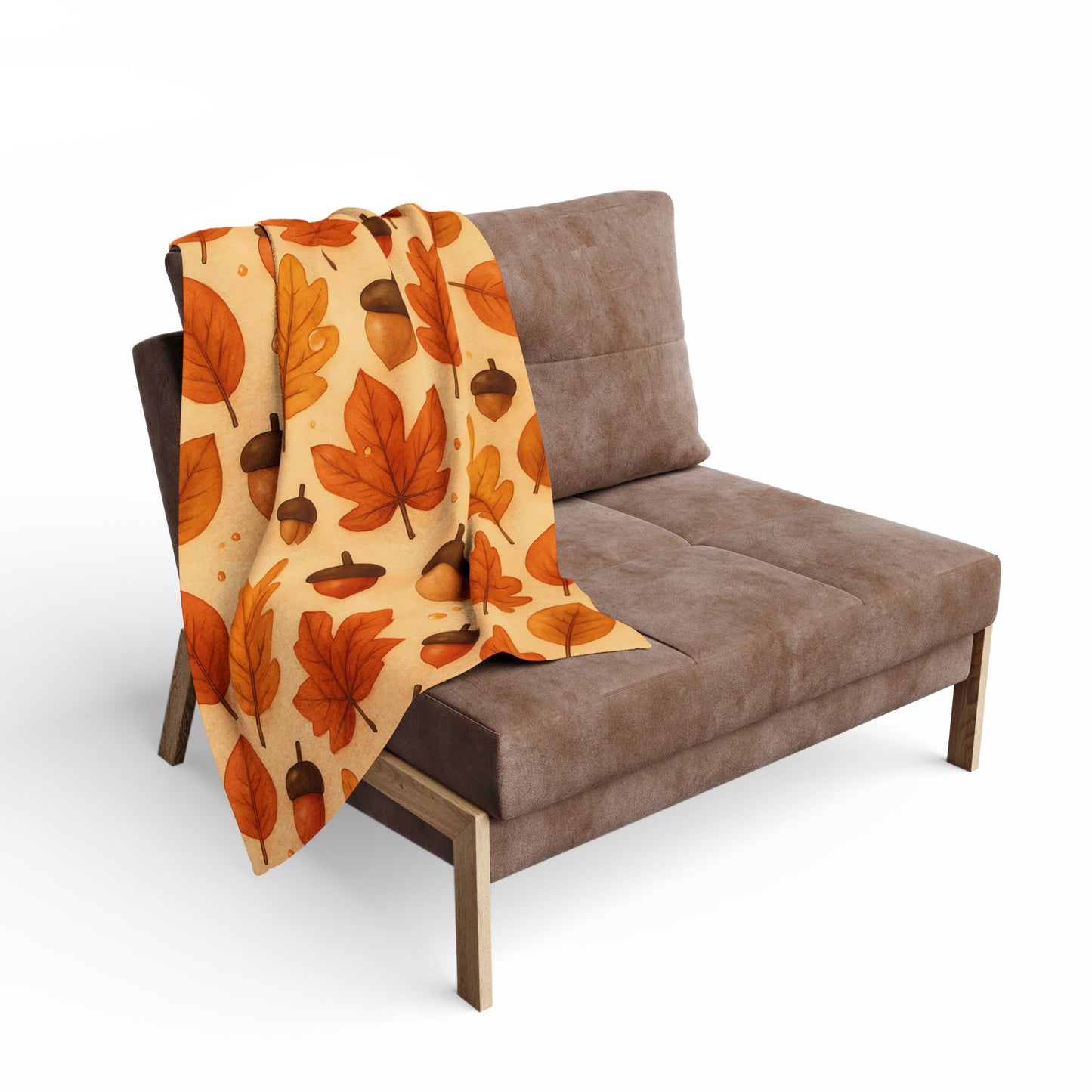 Autumnal Leaf Blanket Throw, This soft cozy blanket, adorned with intricate oak leaf acorn patterns, seamlessly captures the essence of the autumn eason