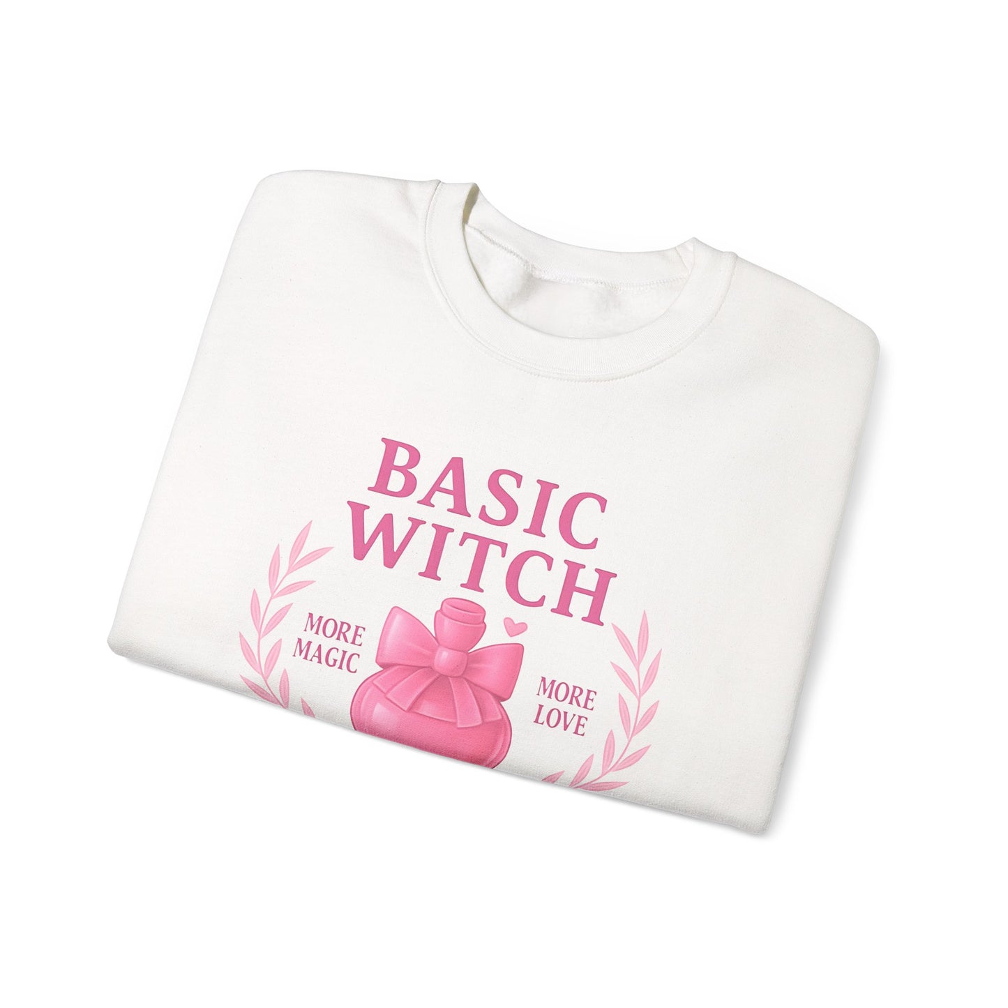 Basic Witch Potions Club Sweatshirt, This witchy sweatshirt exudes autumnal charm with its soft fabric that’s perfect for sweater weather, and features a whimsical potion bottle design reminiscent of a witches brew.