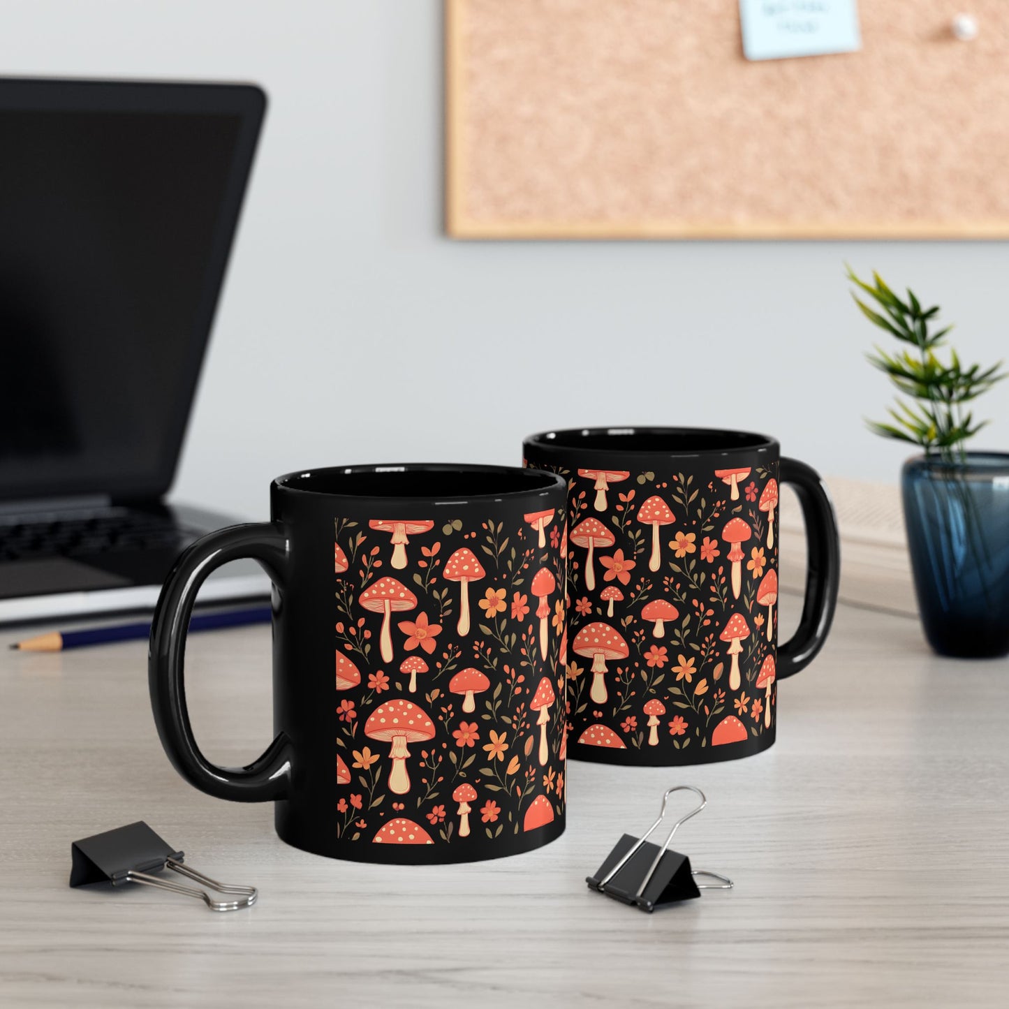 Autumnal Red Mushroom Mug, Perfect for those who adore a touch of the extraordinary in their mushrooms mug collection.