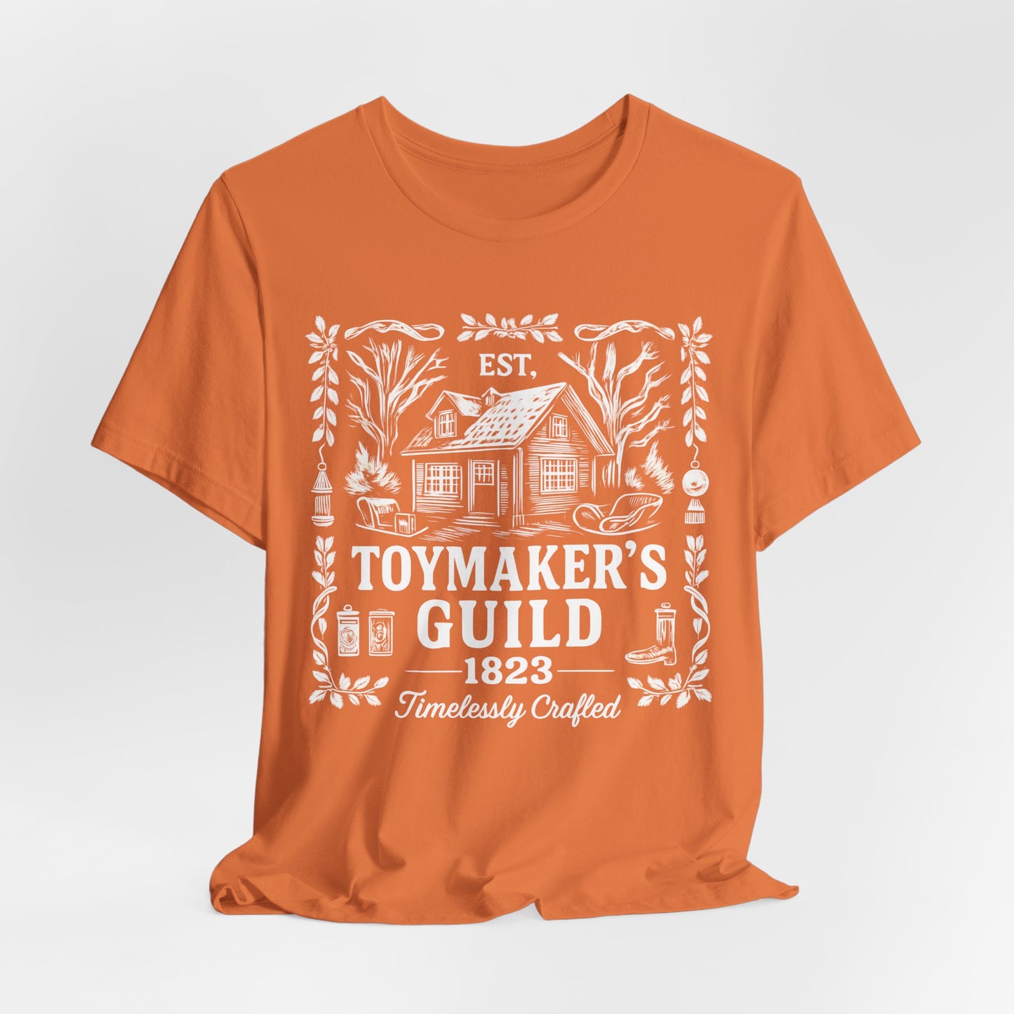 Nostalgic Christmas Tee, Vintage Toymaker Guild, a delightful nod to the nostalgic charm of Christmas past, a heart warming secret Santa idea.