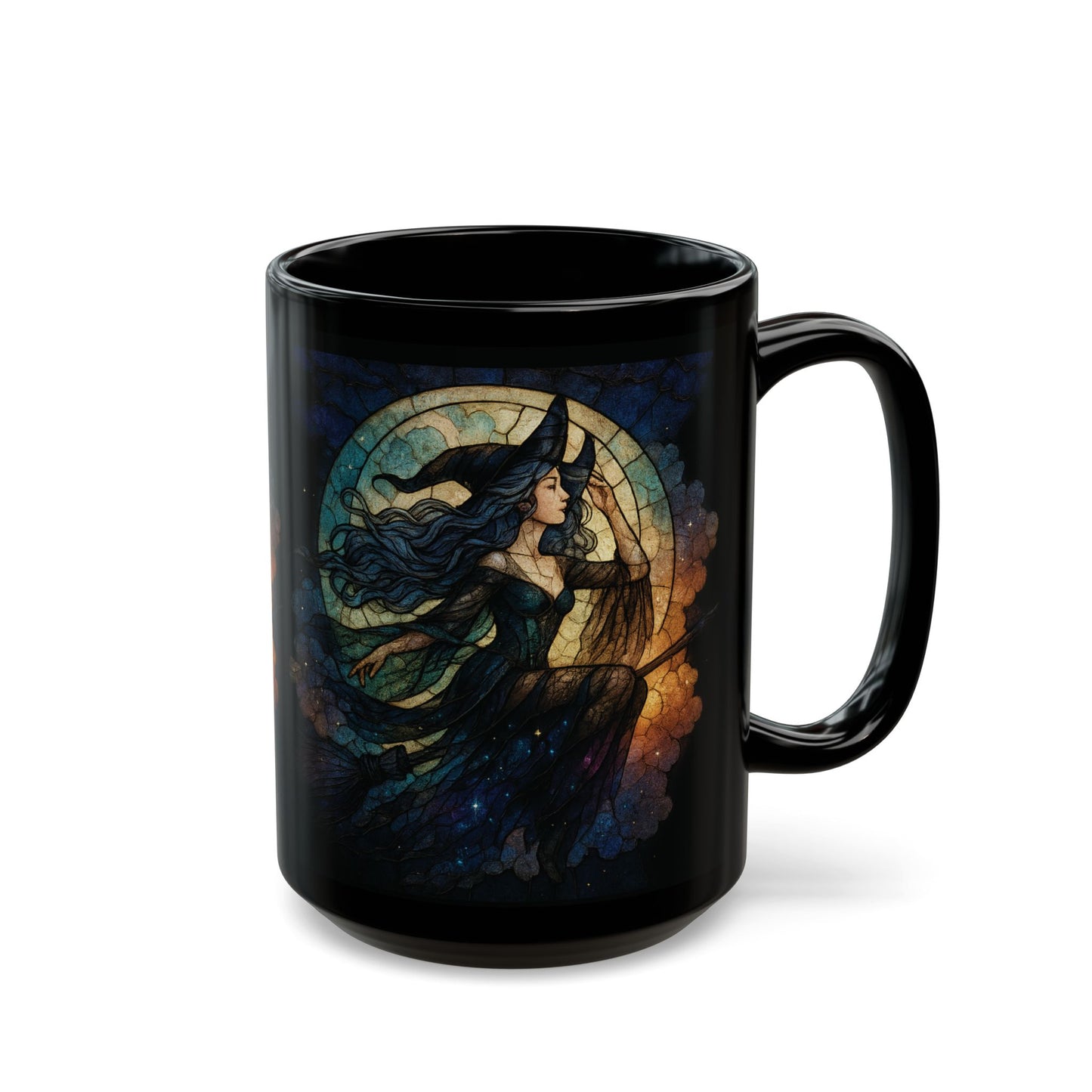 Moon Witch Stained Glass Effect Mug, Embrace your inner sorceress with this witchcraft mug, a true treasure for lovers of witchy stuff and celestial wonders alike.