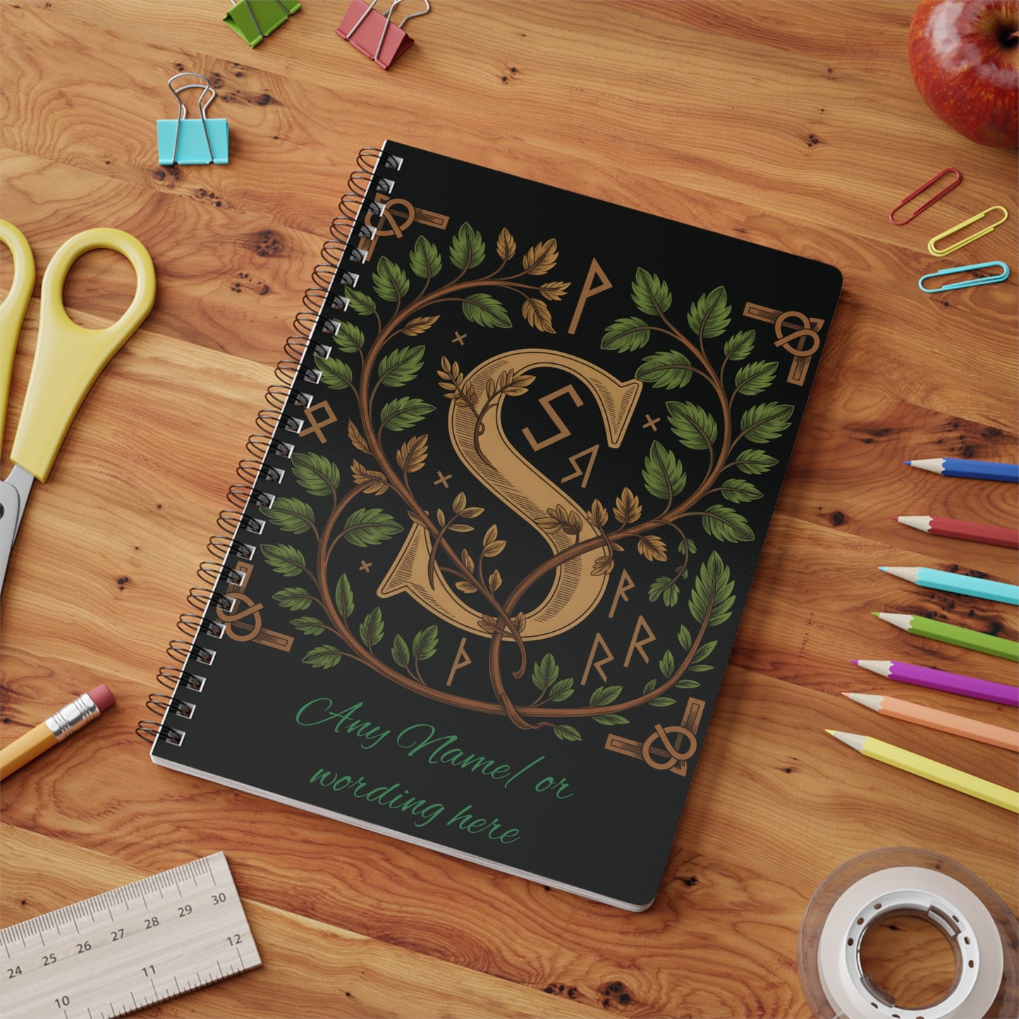 Personalized Norse Witchy Monogram A5 Notebook, Custom Journal.