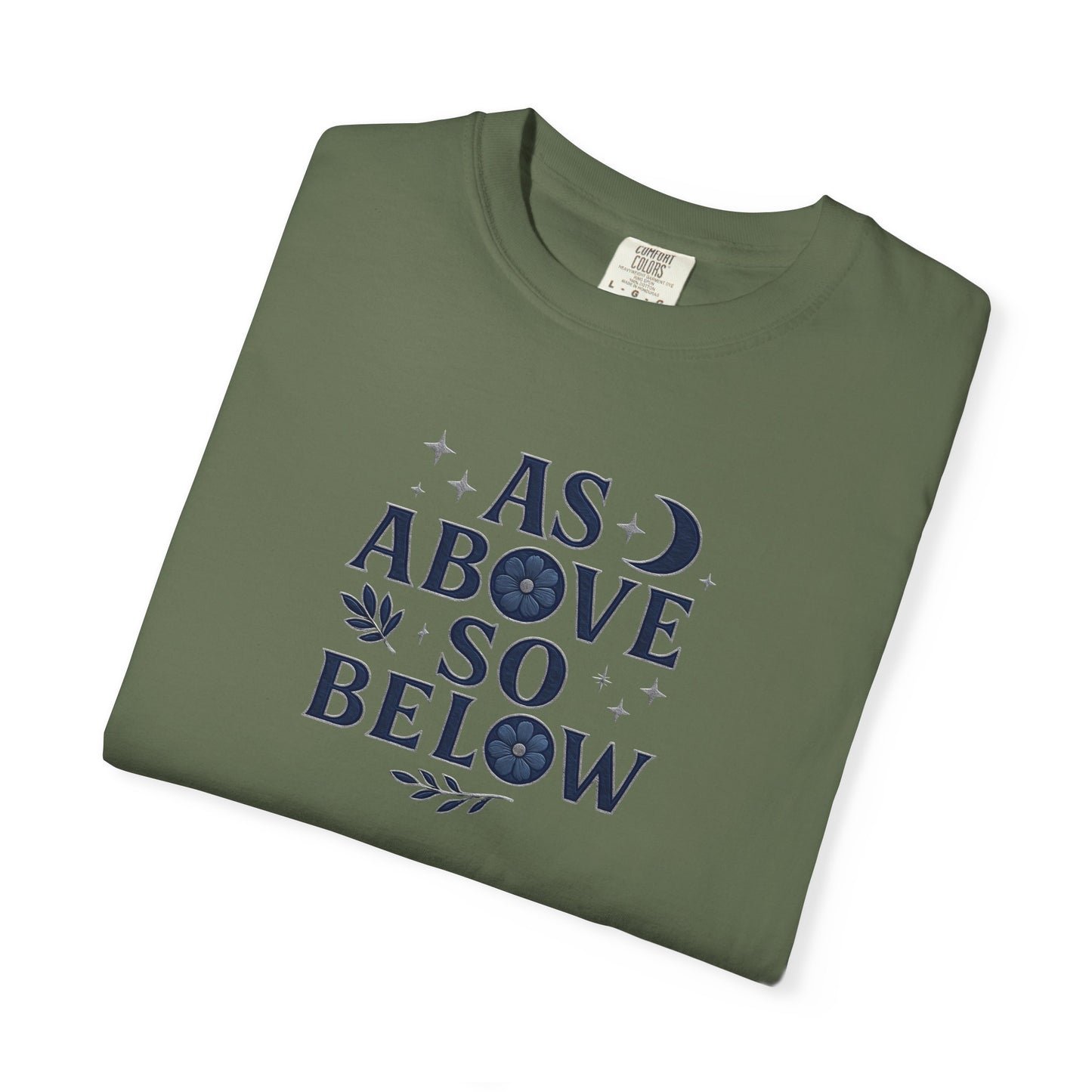 As Above So Below T-shirt, a harmonious blend of mystical charm and celestial vibes. Crafted for those who appreciate pagan clothing and witchy aesthetics.