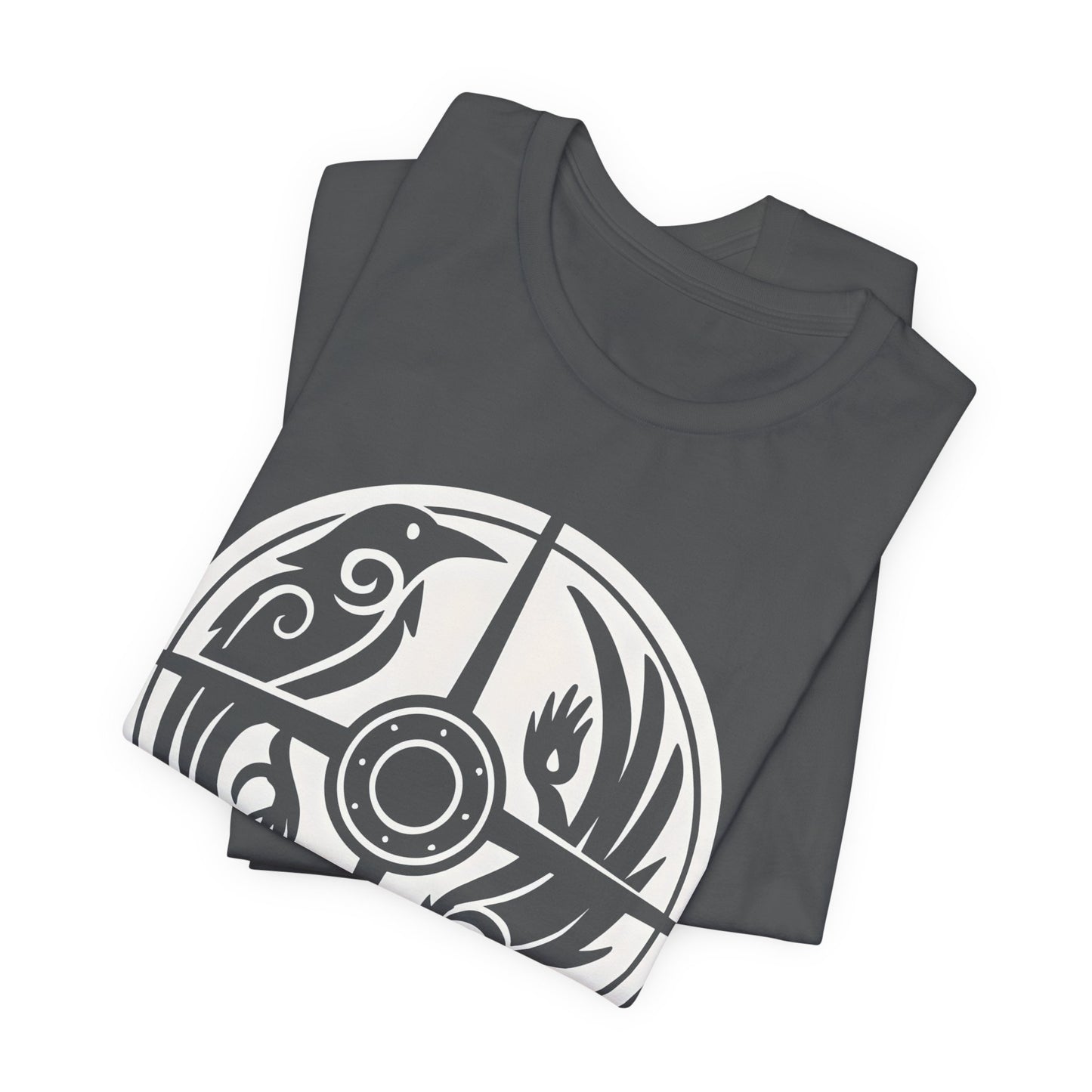 Norse Raven Shield T-shirt, Embrace the spirit of ancient warriors, an essential piece for any lover of Viking apparel.
