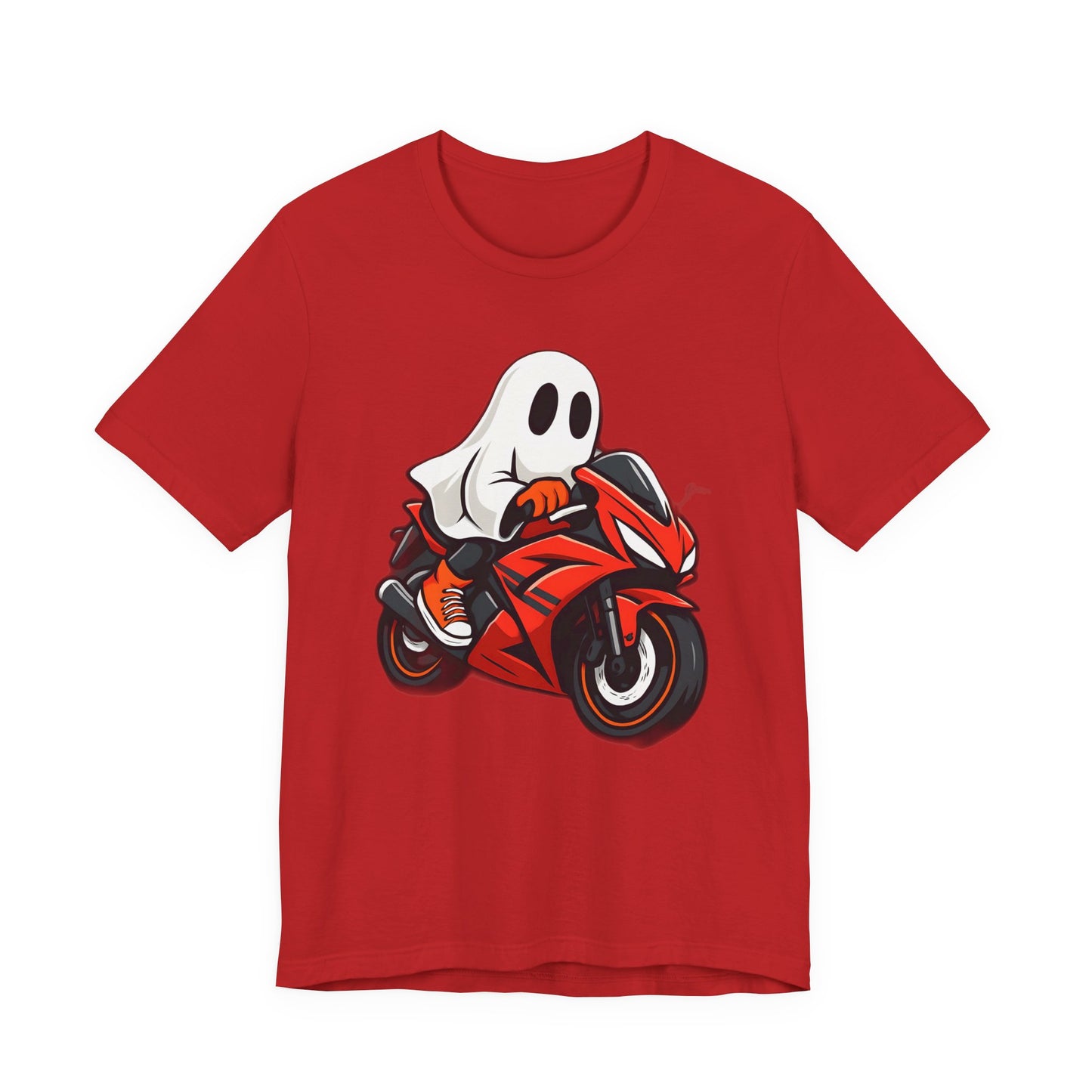 Ghosty Biker T-shirt, This ghost rider shirt captures the essence of Halloween with its hauntingly cool design, making it an essential piece for motorcycle enthusiasts who crave a dose of the supernatural.