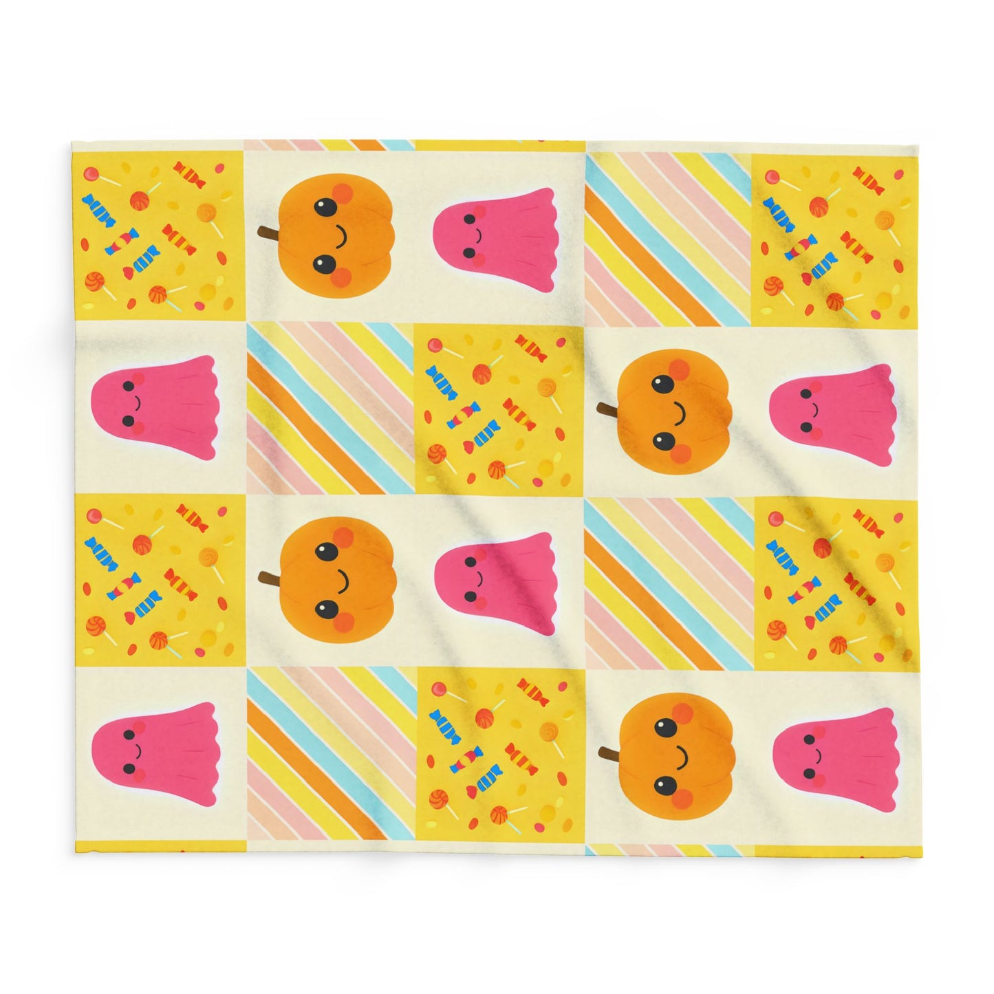 Halloween Ghosty Pumpkin Sweets Fleece Blanket, Perfect for snuggling during chilly nights,a cherished piece of spooky season decor.