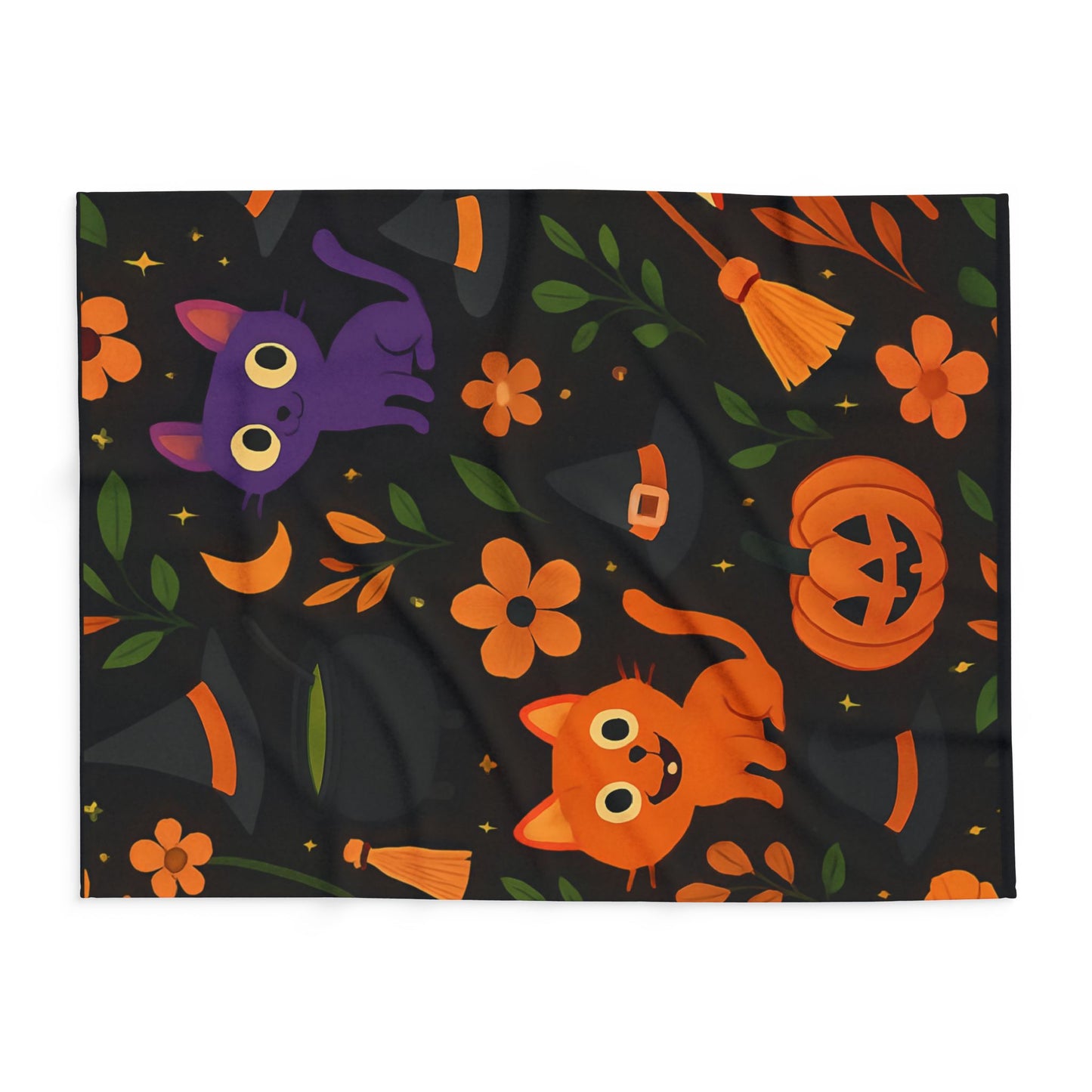 Halloween Blanket, The witchy blanket brings a touch of whimsy and warmth to any space, making it ideal as a spooky blanket or for witchy room decor.