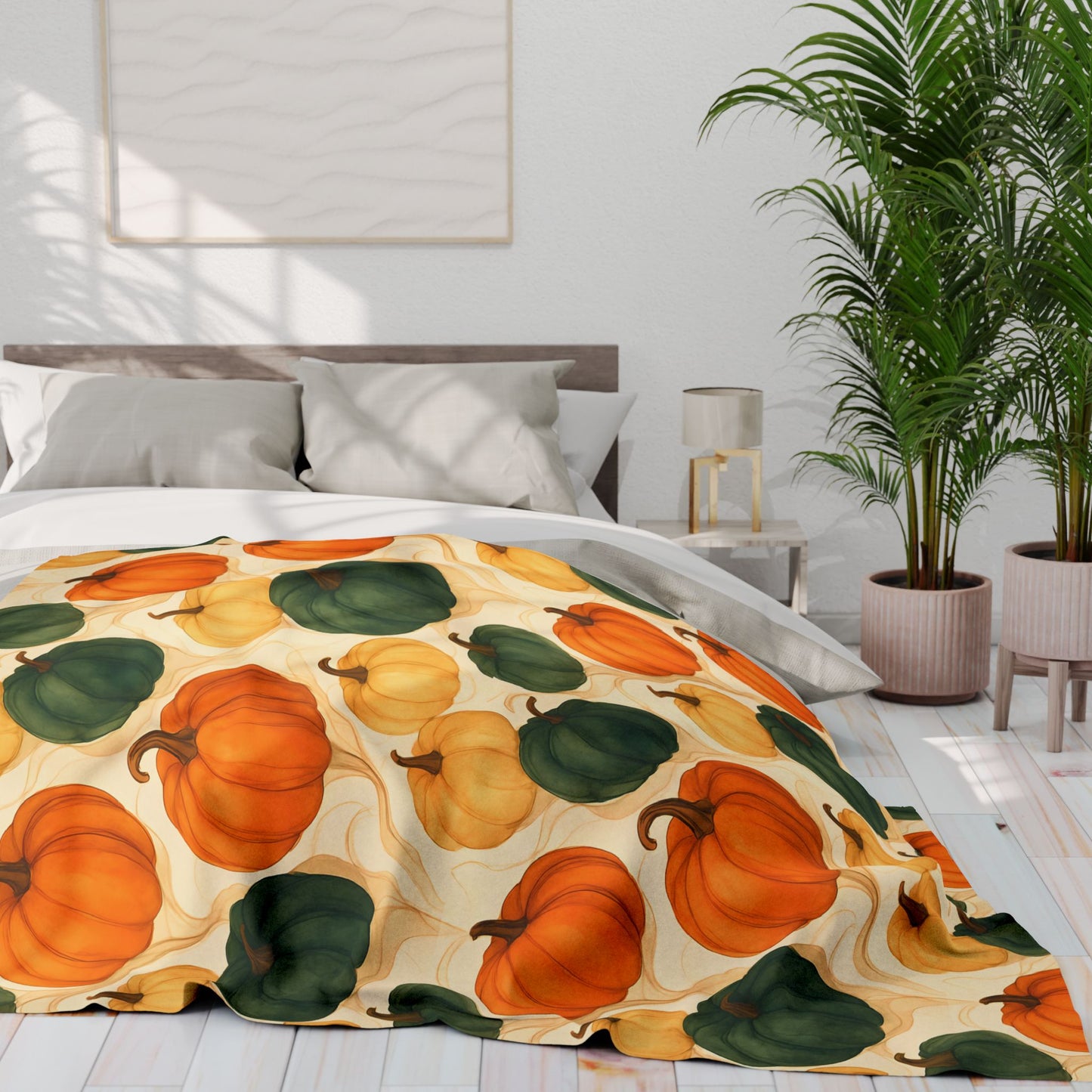 Autumnal Pumpkin Blanket Throw, Its timeless design effortlessly enhances your autumnal home decor, with its rich pumpkin hues offering a nod to nature's seasonal beauty. Whether draped over your sofa or used as a comforting autumn throw blanket.