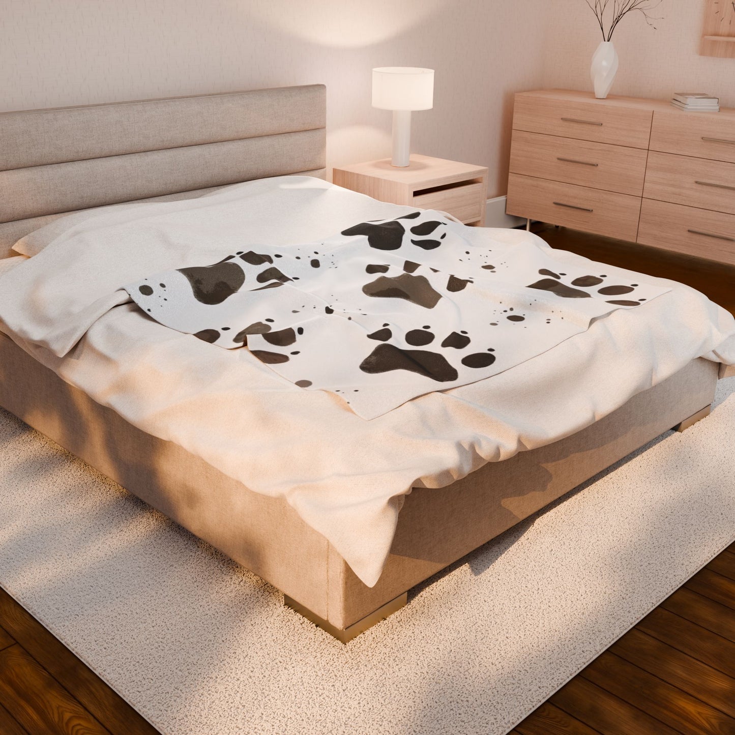 Plush Pet Paw Blanket, perfect for cozy nights in or lazy afternoons on the sofa. The vibrant print adds a playful touch to any room, making it an ideal addition to your home decor.